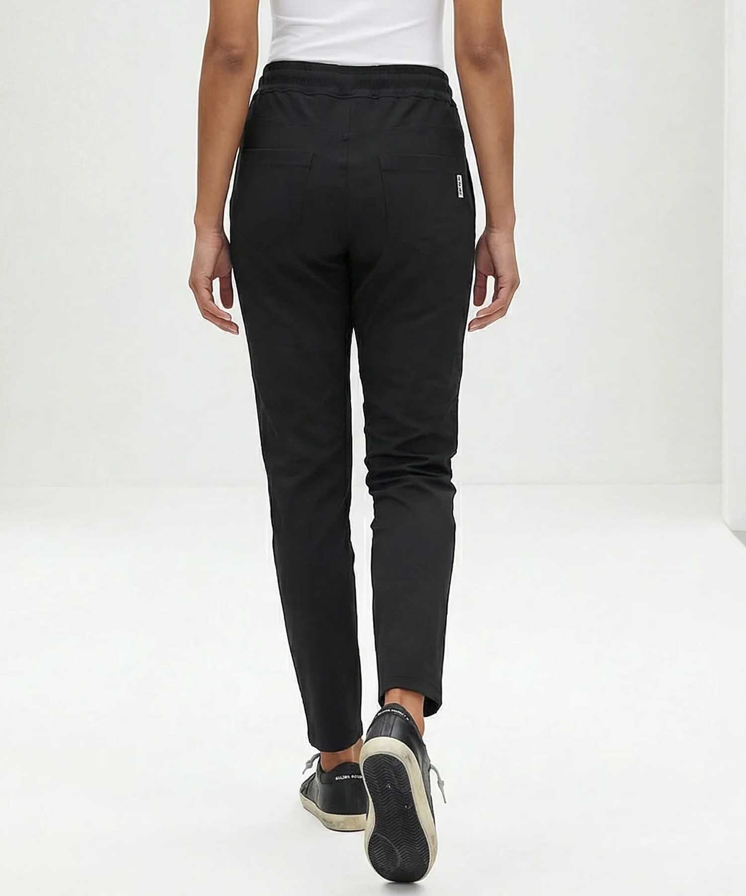 YOU TWO Hose im Materialmix in schwarz