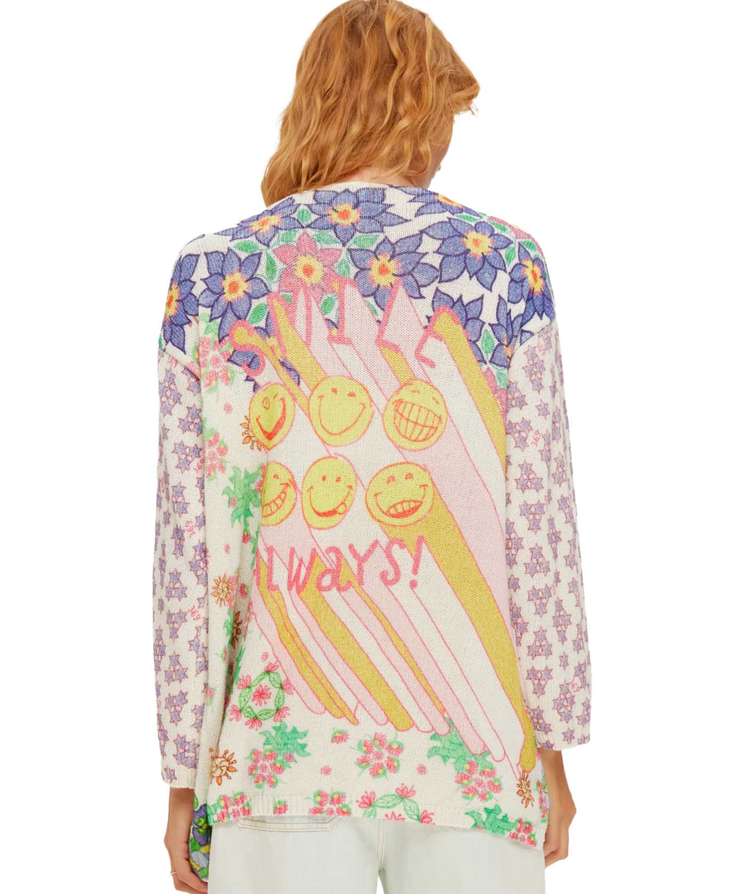 ME369 Mykonos Markers Cardigan – farbenfrohe Statement-Strickjacke mit künstlerischem Charakter