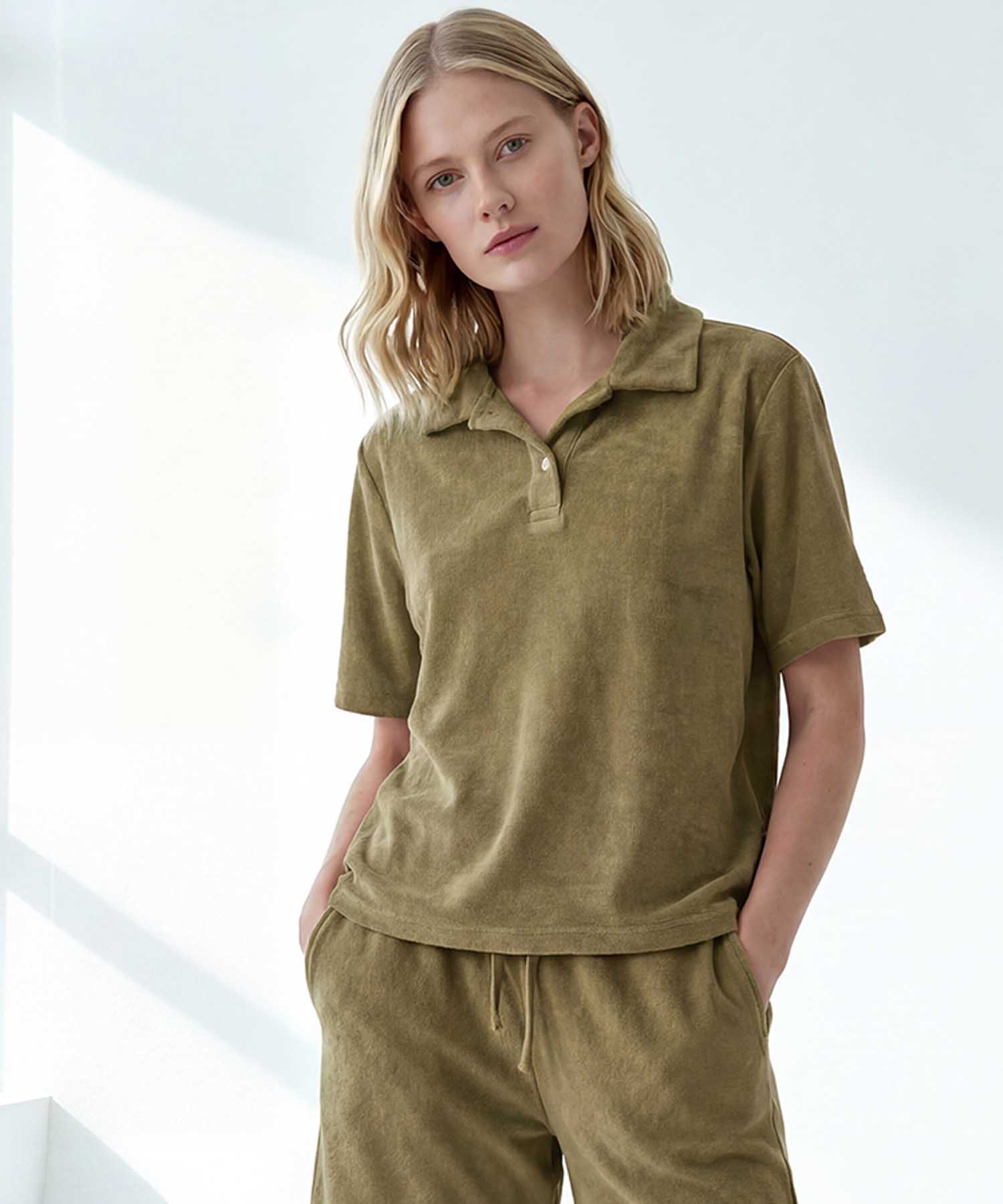 You Too Poloshirt Emma aus Frottier in Khaki | Modehaus Wörmann