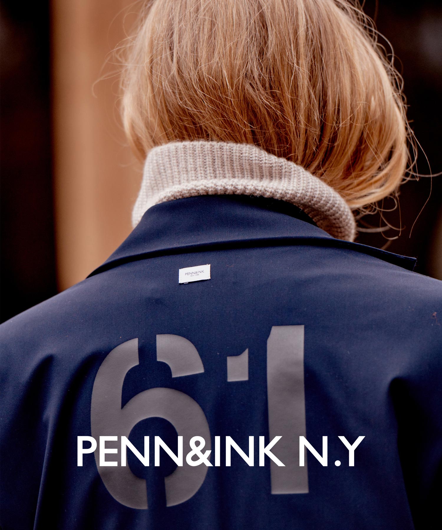 Penn & Ink Blazer in dunkelblau mit Rückenprint