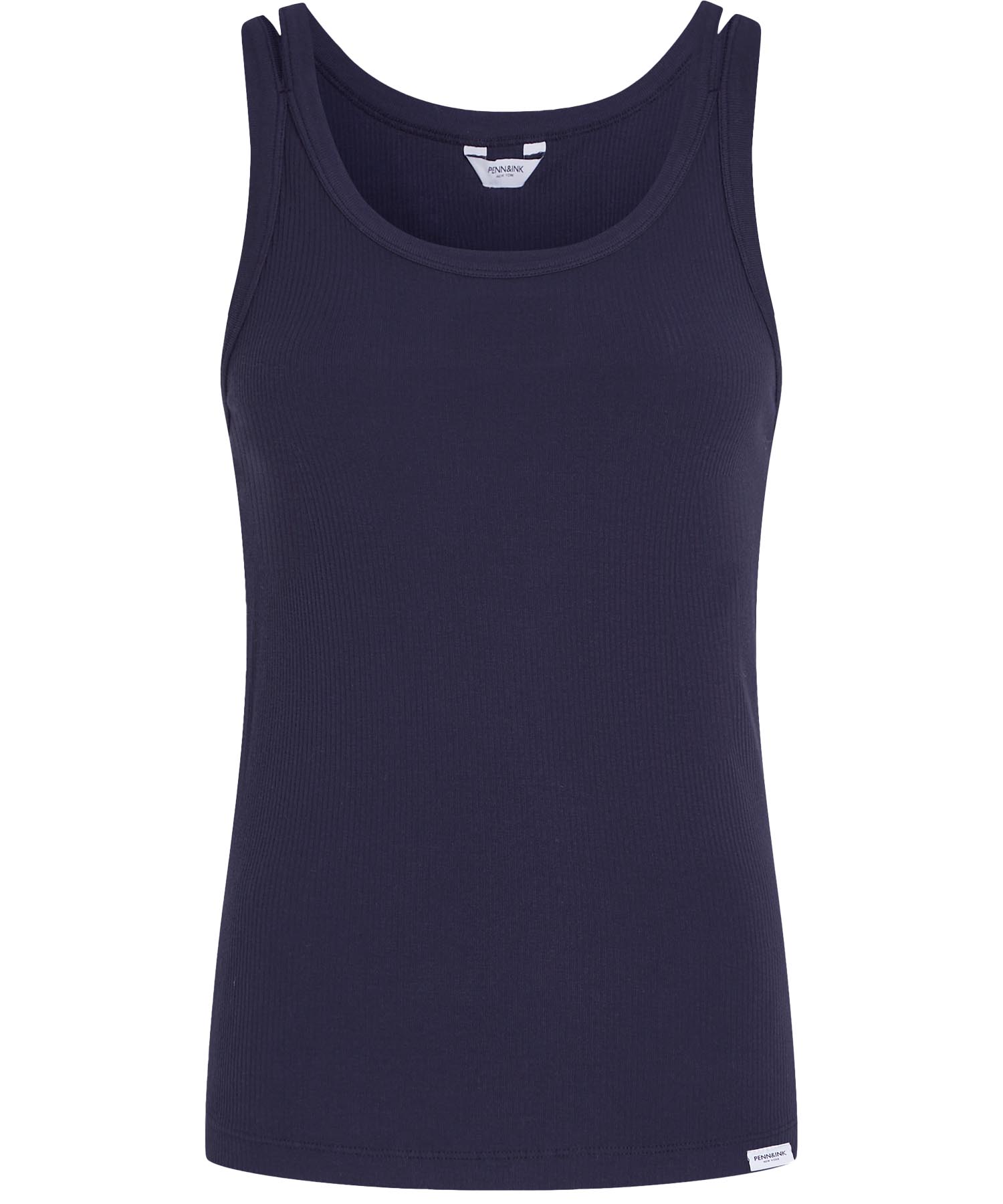 Penn and Ink Top mit Doppelträger in Rippenstruktur in navy