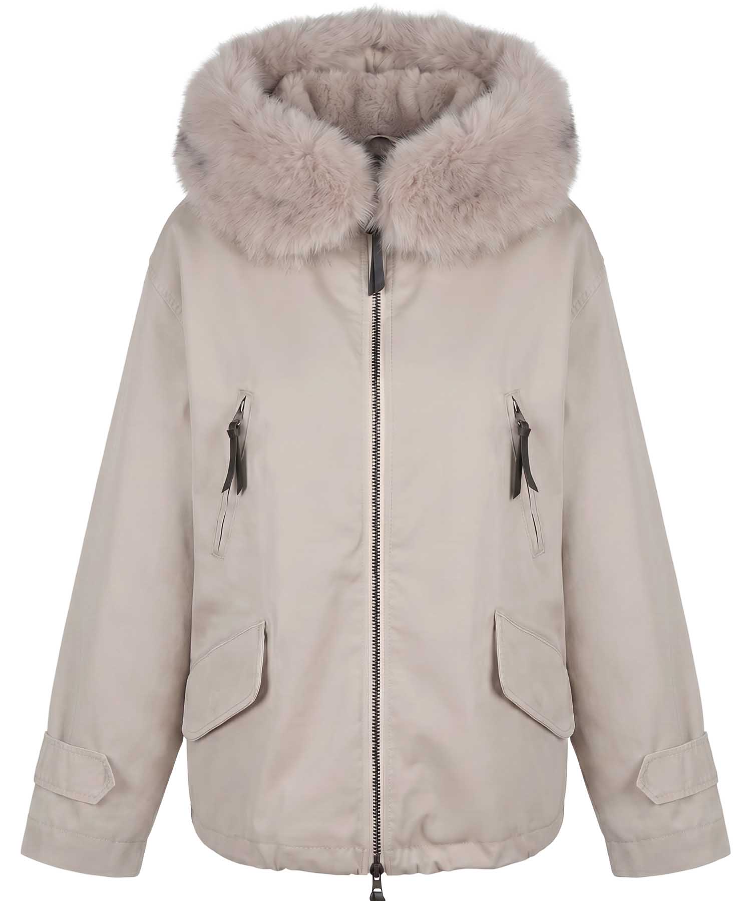 Blonde No. 8 Jacke Bella 316 in Kitt mit Webpelzkapuze