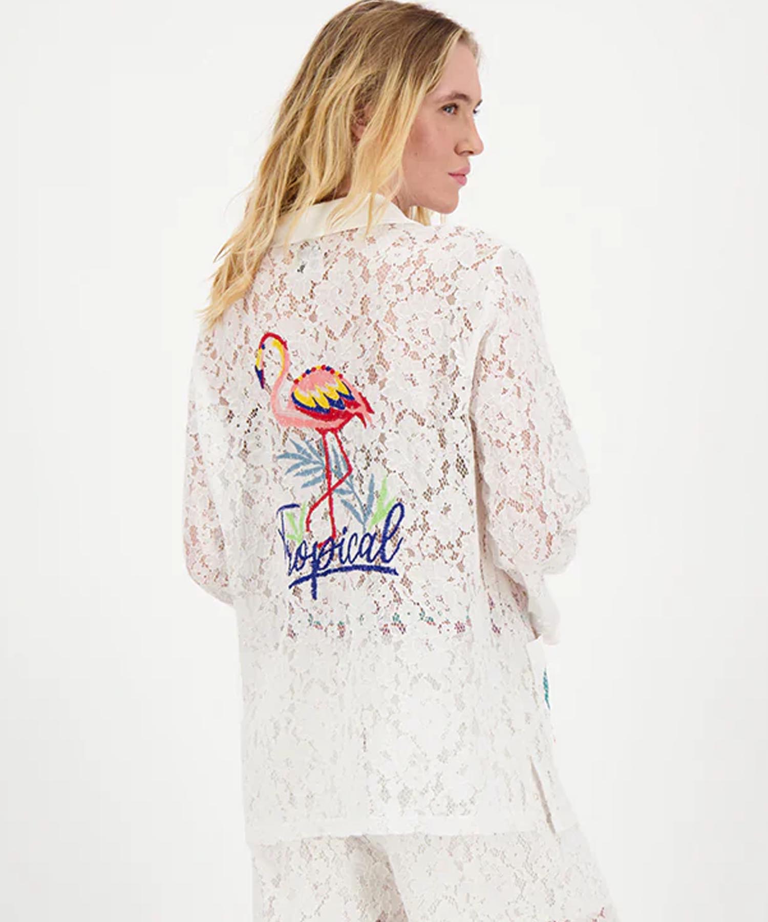 ME369 Blusenjacke aus Spitze in weiss