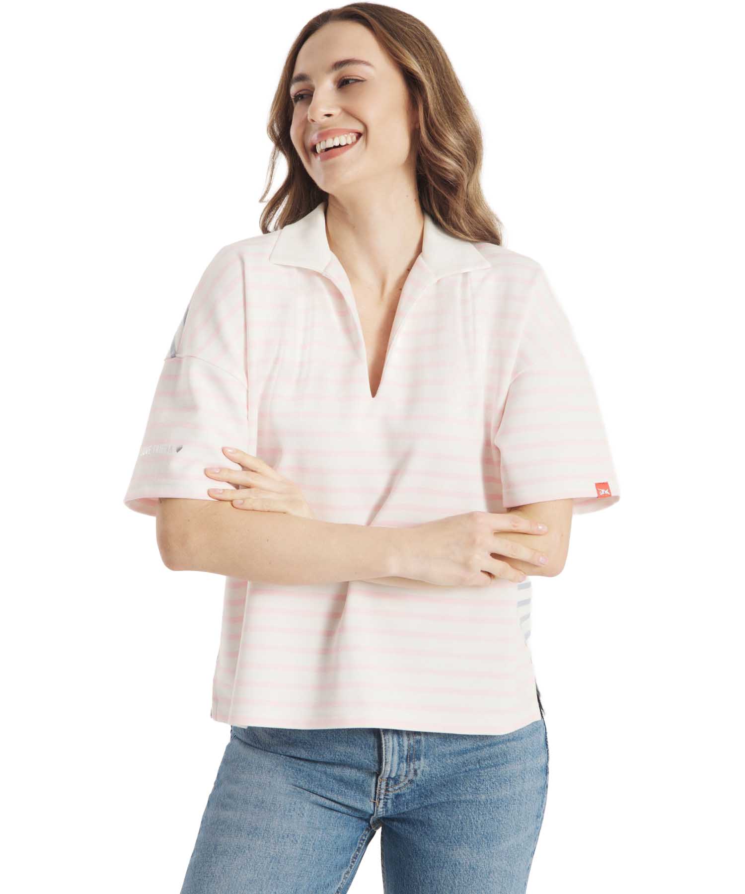 Frieda & Freddies Poloshirt – Gestreift | Viskosemischung