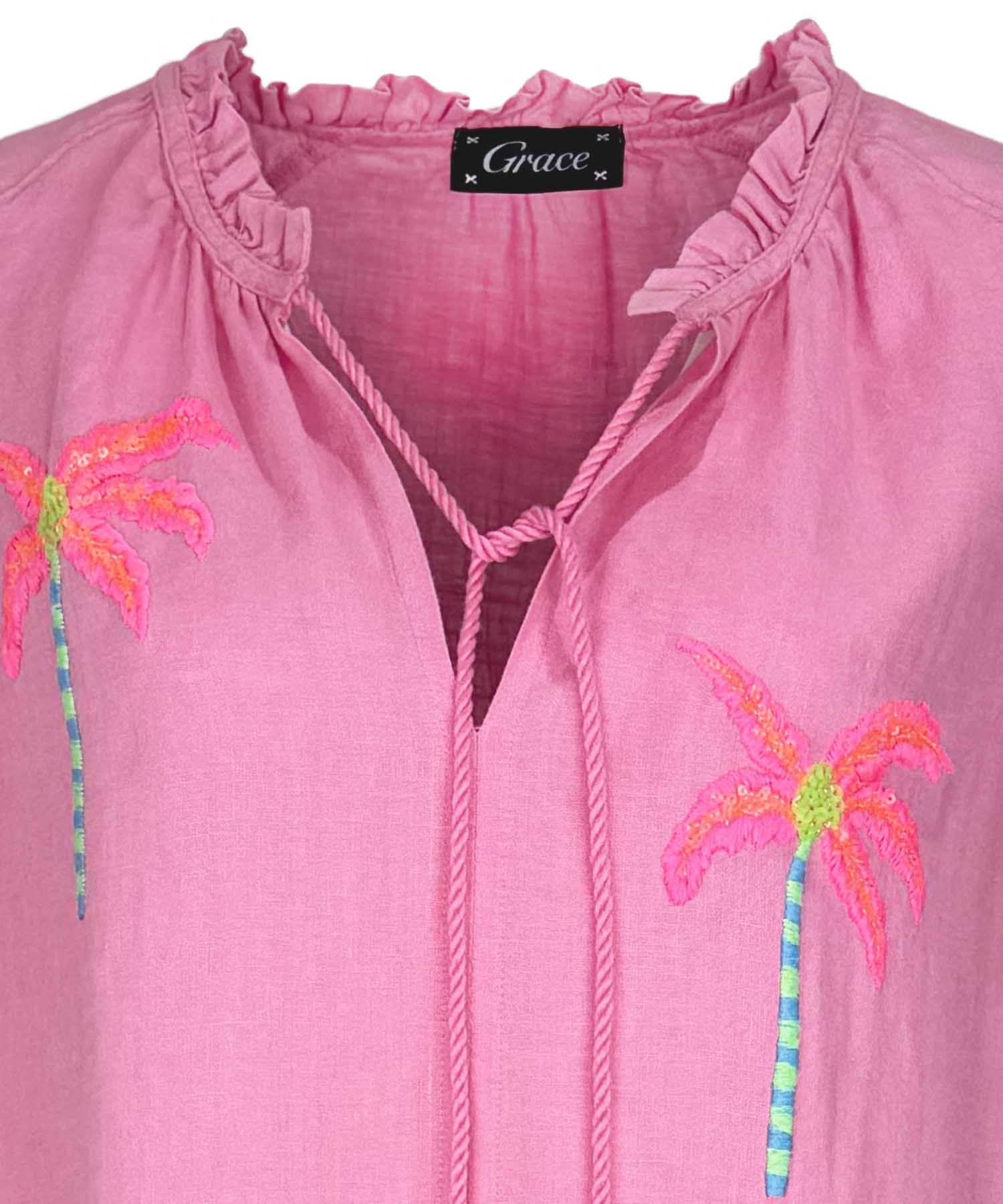 Grace Leinenkleid mit Pailletten in Rosa – sommerliches Damenkleid