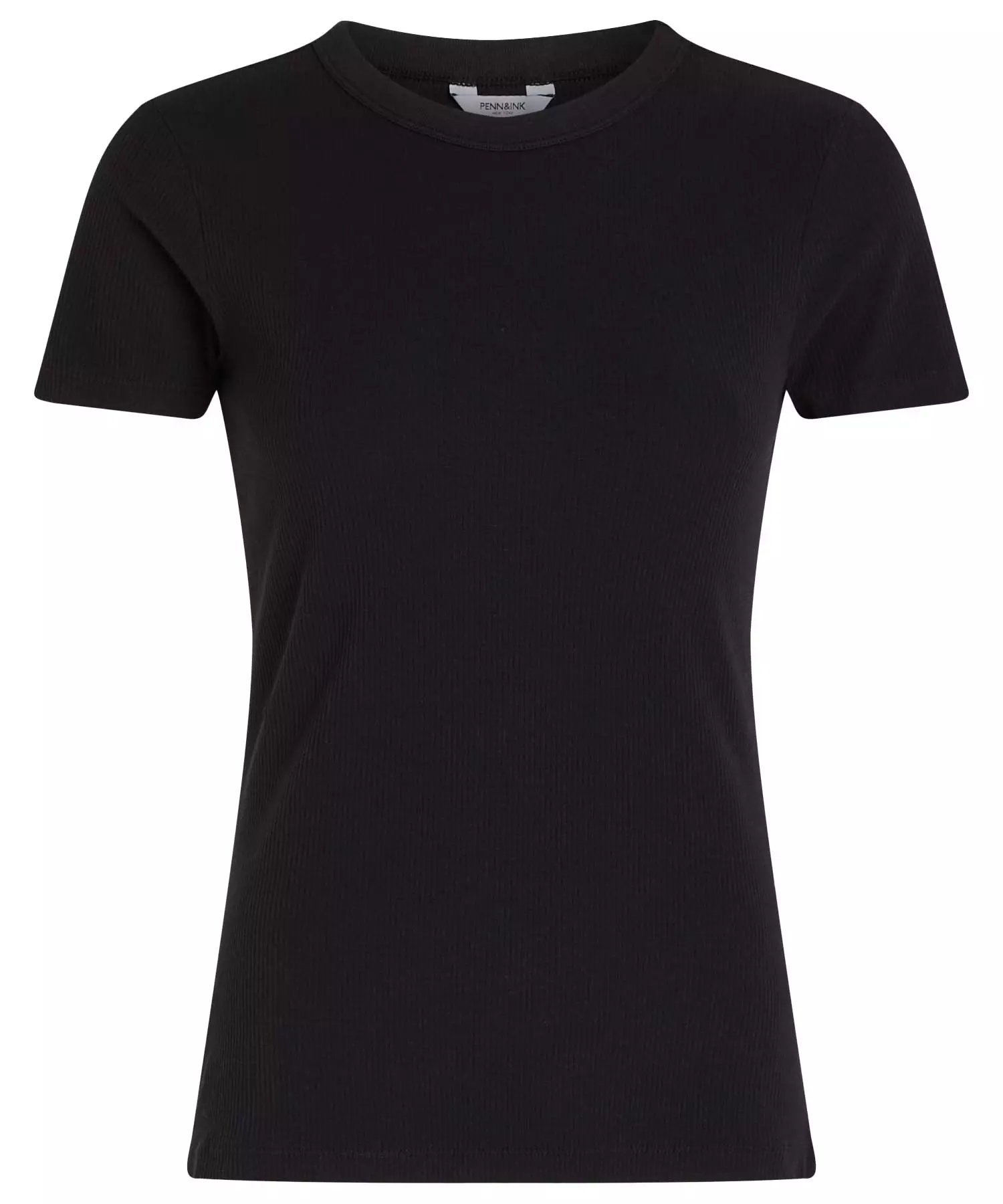 Penn and Ink T-Shirt aus Baumwolle in Rippenstruktur in schwarz