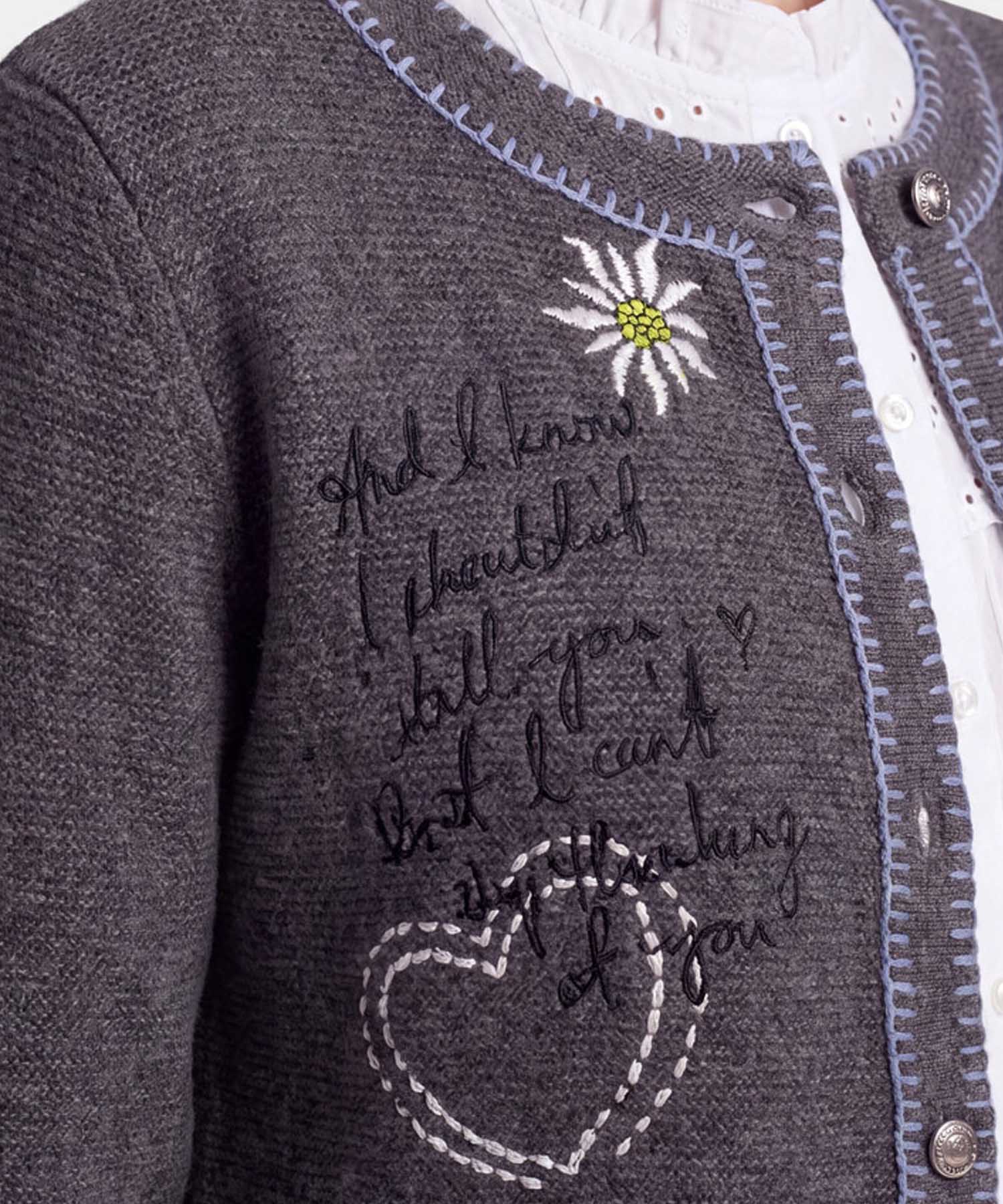 Princess goes Hollywood Strick-Trachtenjacke mit Hirschmotiv in Gunmetal