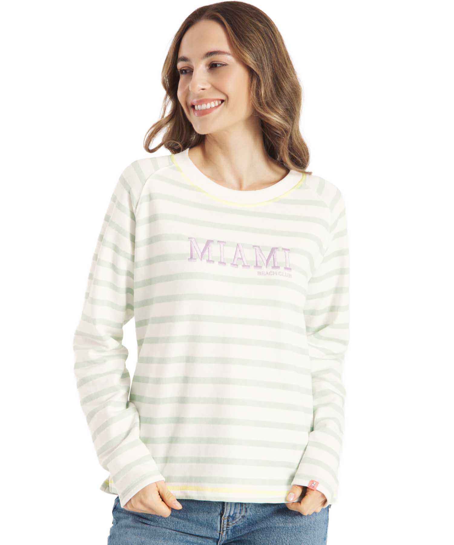 Frieda & Freddies Sweatshirt  – Gestreift mit Herz & Miami Beach Club Print