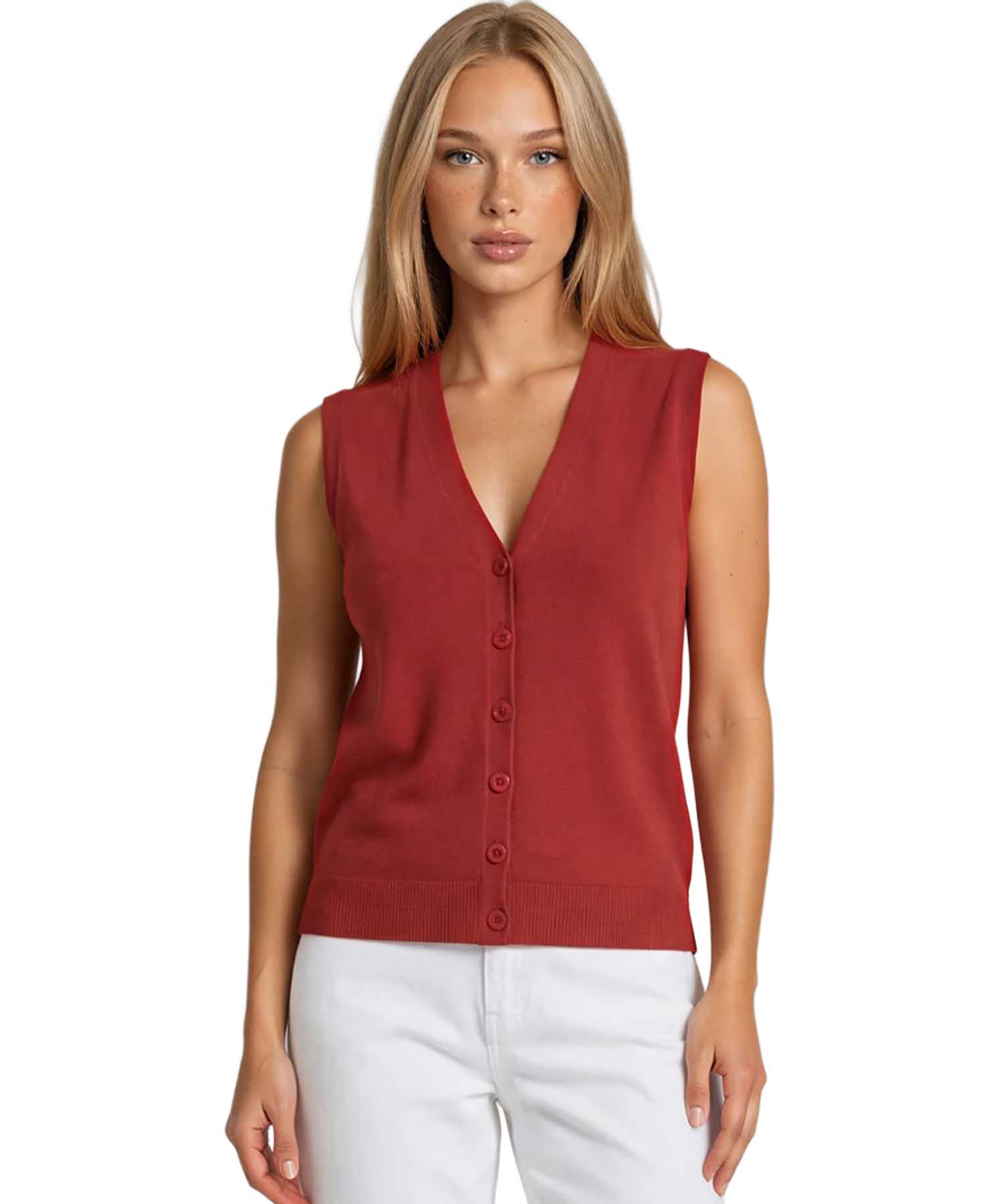 PENN&INK N.Y Strickweste in Cardinal | Oversized Damenweste