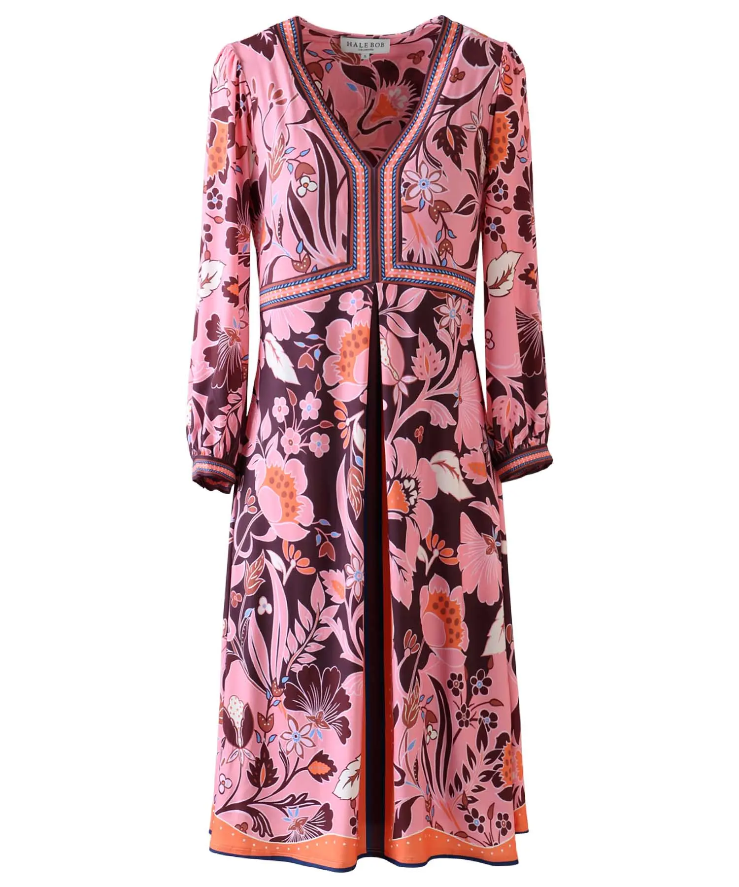 Hale Bob - Kleid  | Stilisierter Blumendruck Pink-Rot