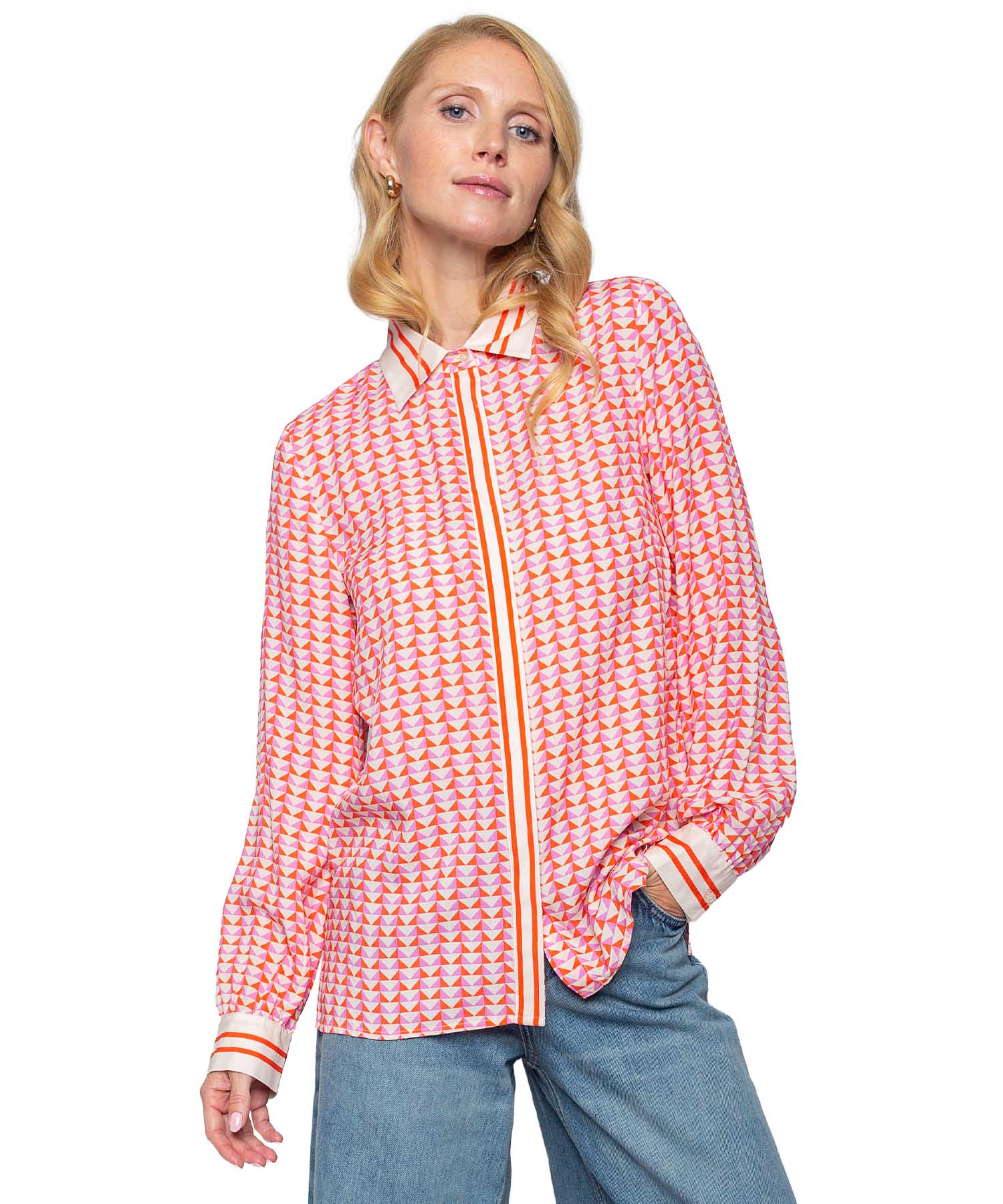 Emily van den Bergh Bluse im geometrischen Bordürendruck