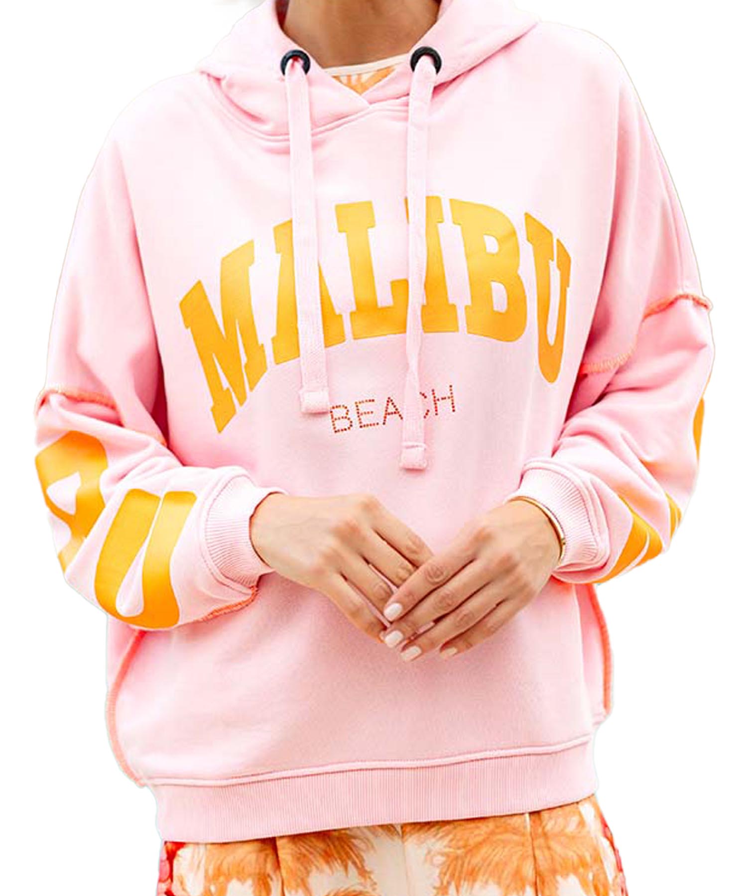 Miss Goodlife Hoodie Malibu Strass in rosa