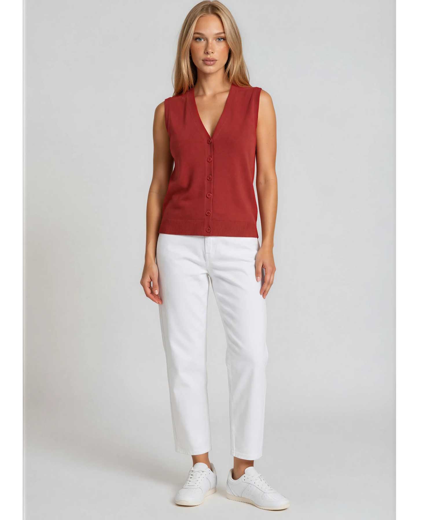 PENN&INK N.Y Strickweste in Cardinal | Oversized Damenweste