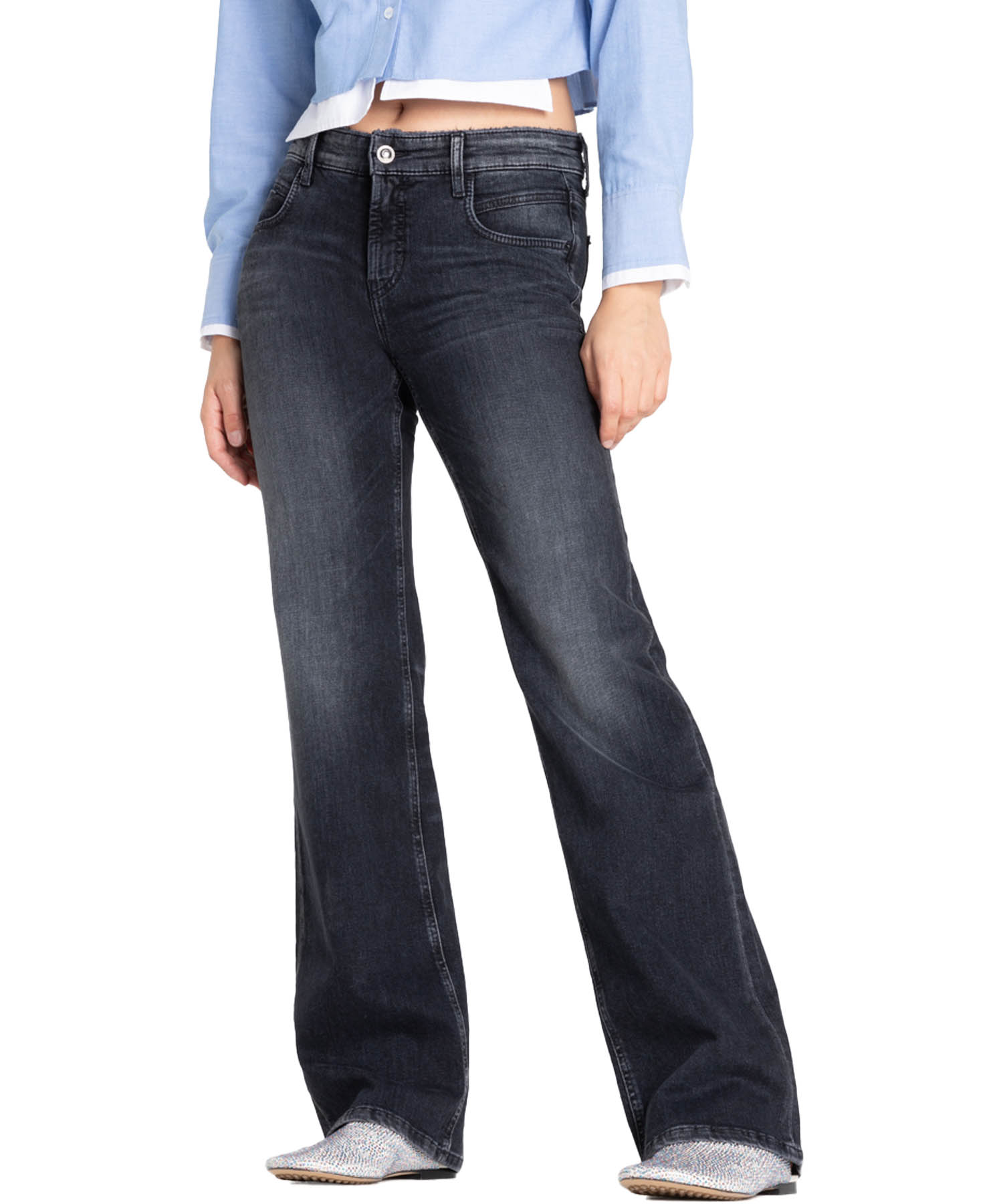 Cambio Jeans Tess wide leg in dunkelgrau