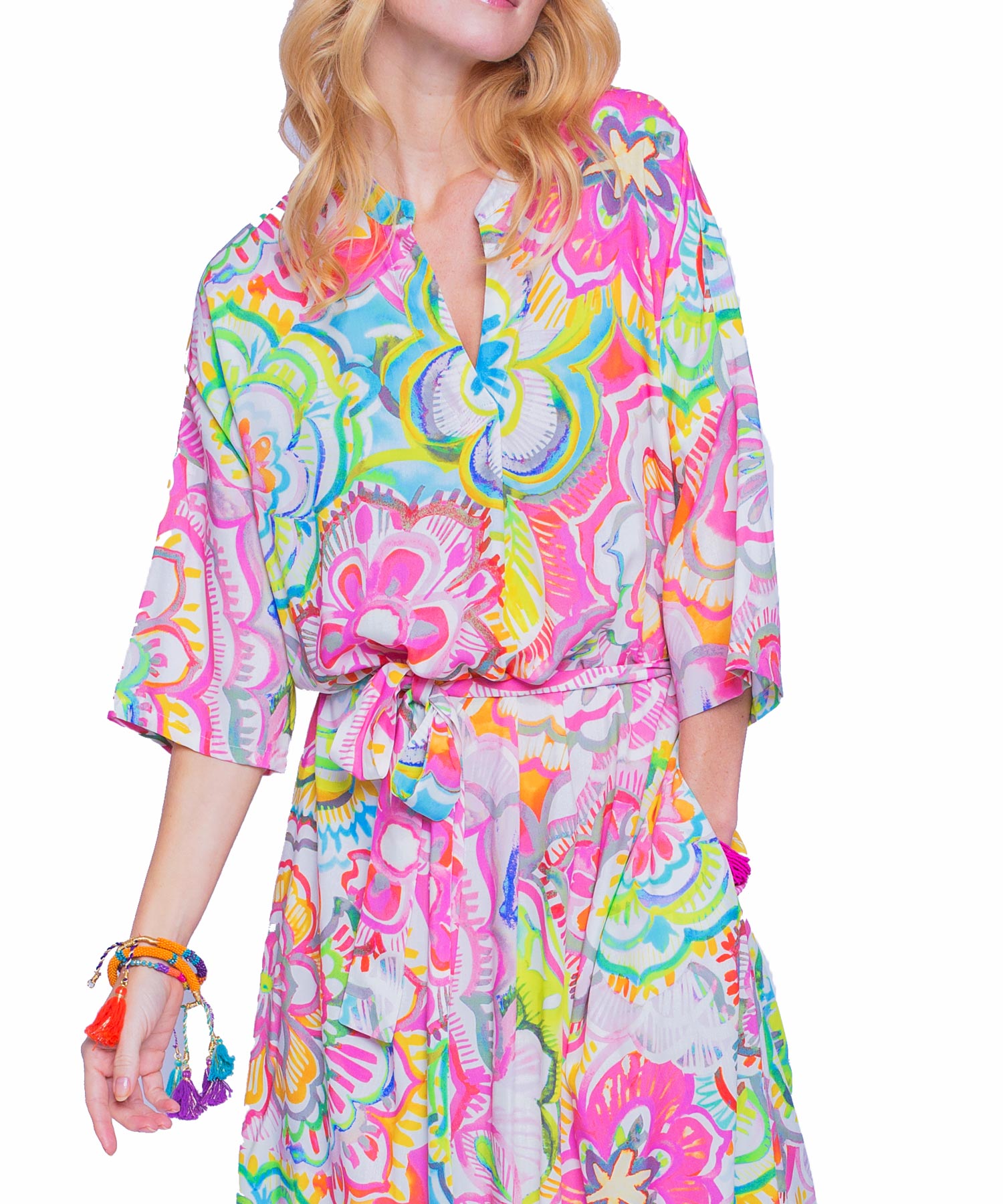Emily van den Bergh buntes Sommerkleid im grafischen Blumendruck