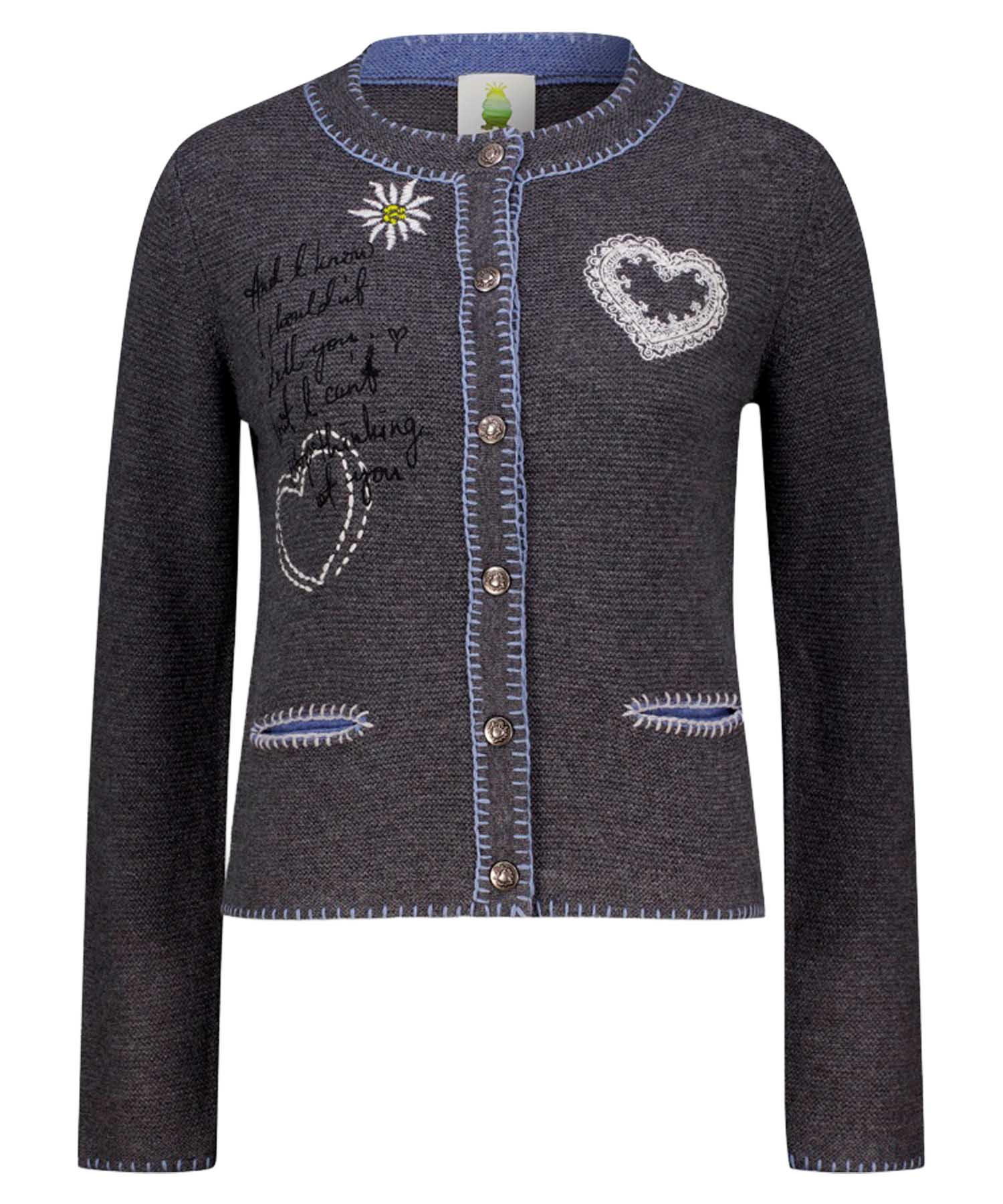 Princess goes Hollywood Strick-Trachtenjacke mit Hirschmotiv in Gunmetal