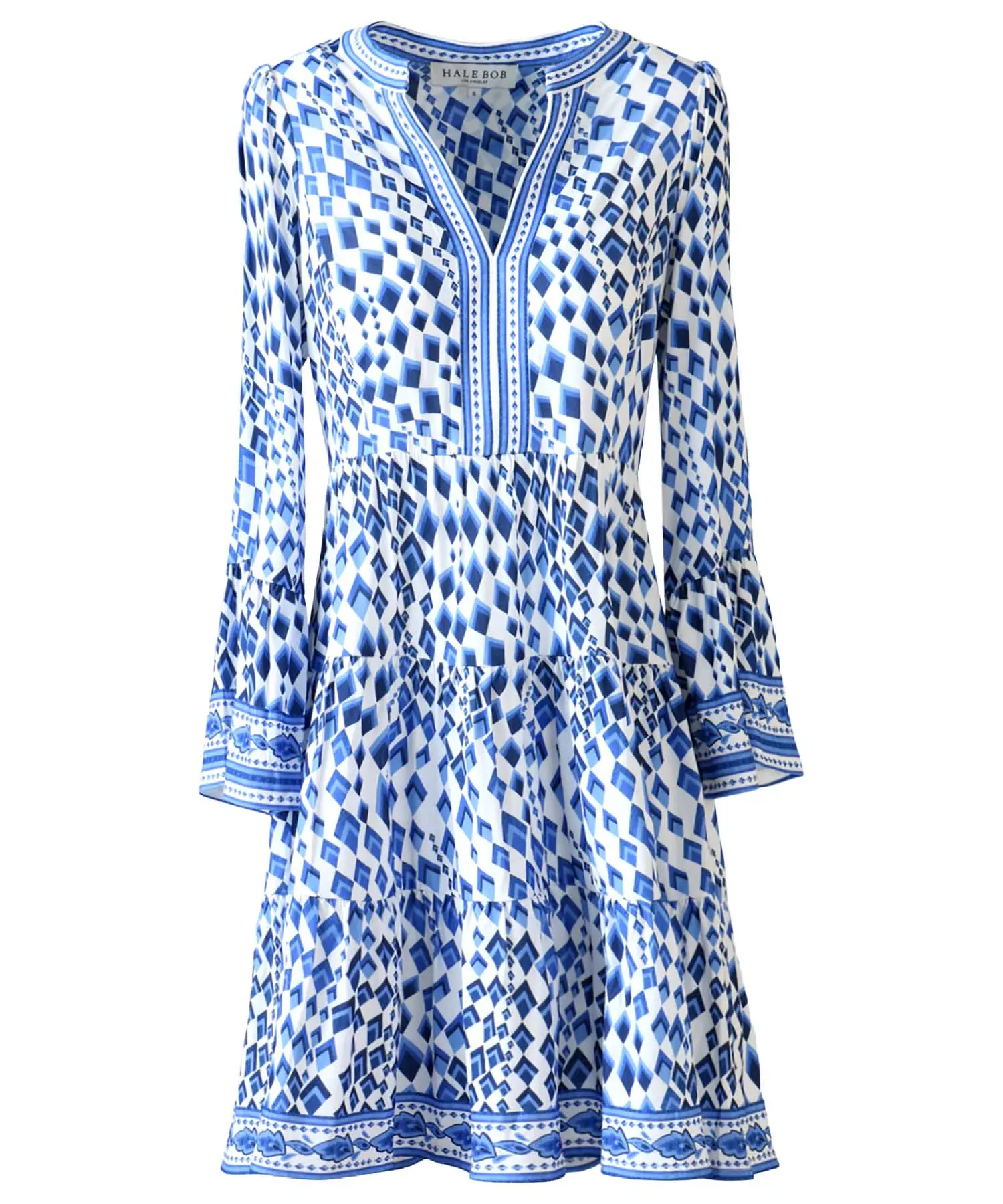 Hale Bob - Kleid Annika  | Grafischer Druck Blau | Stufenrock