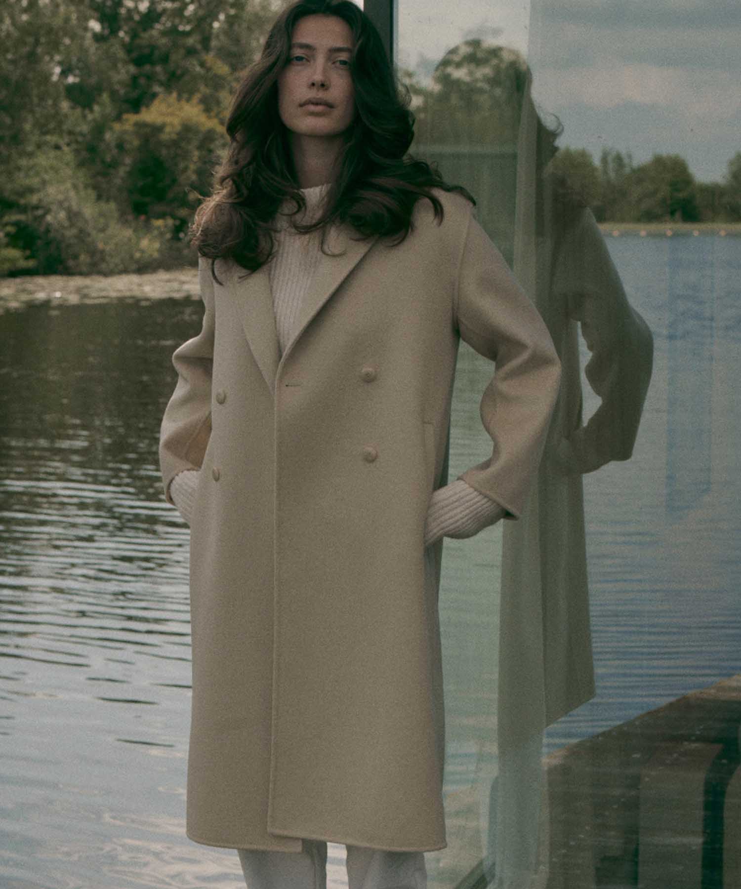 Penn and Ink Mantel aus Wolle in camel