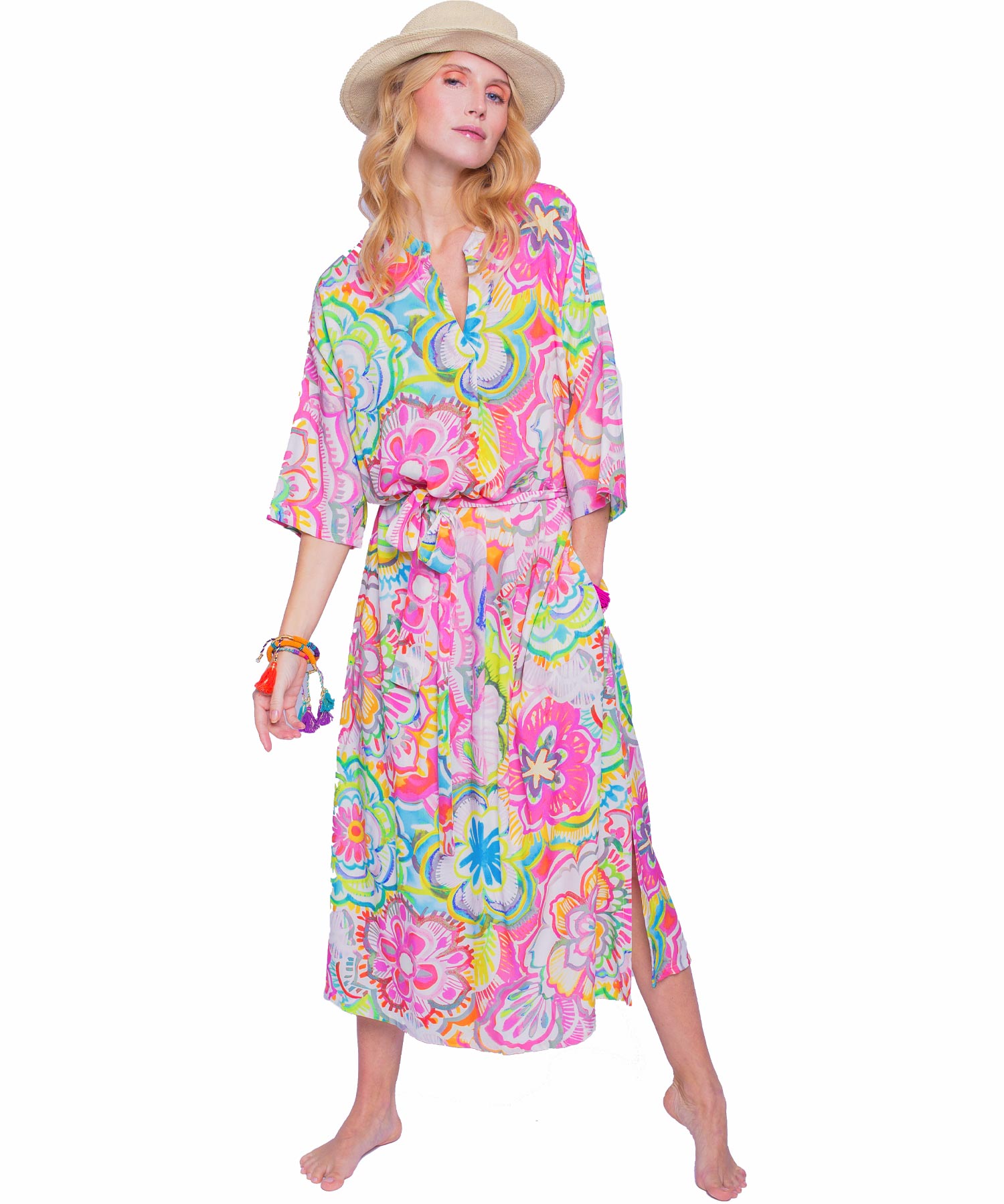Emily van den Bergh buntes Sommerkleid im grafischen Blumendruck