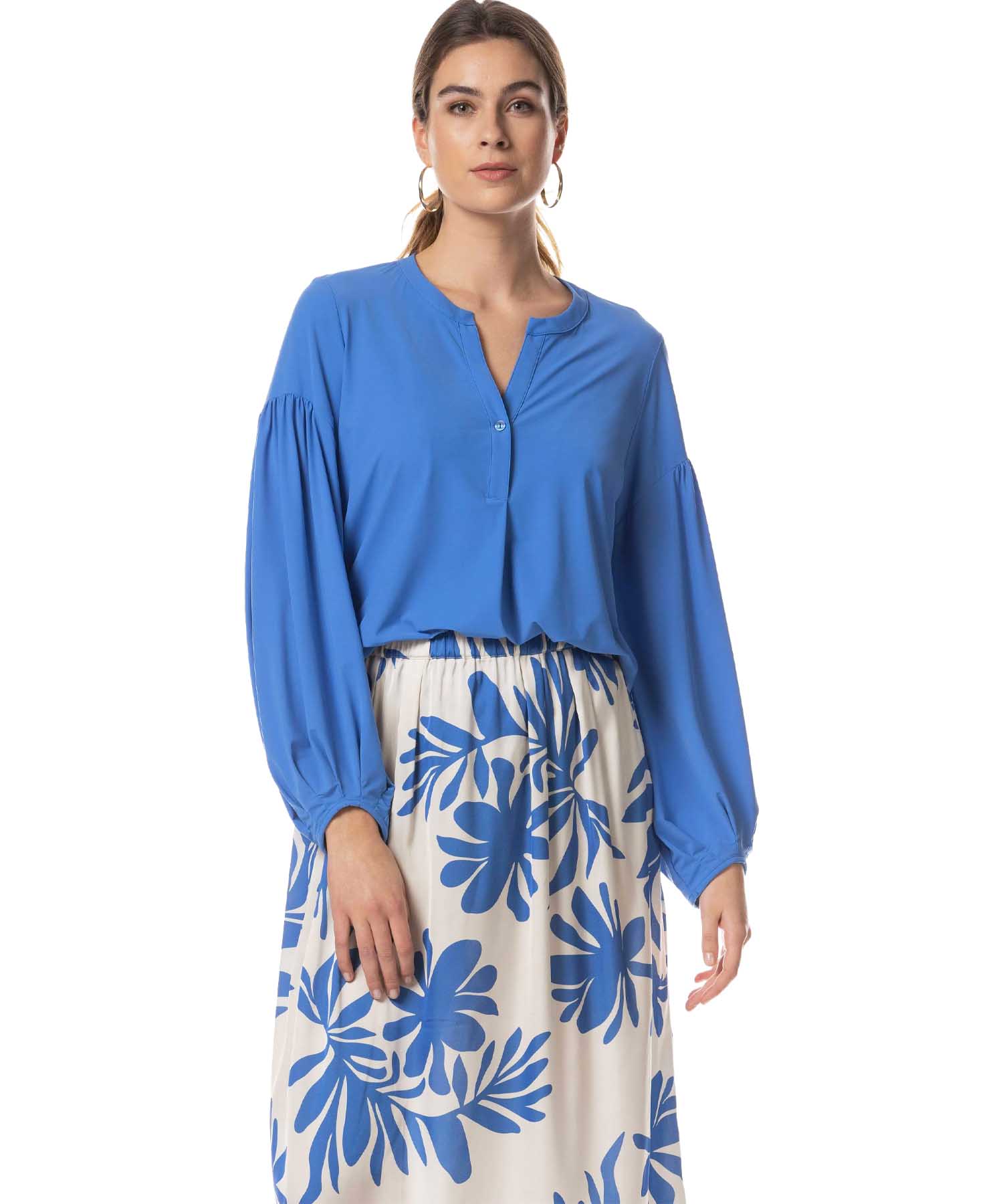 Japan TKY Bluse Byaku in Hawaiian Ocean | Modehaus Wörmann