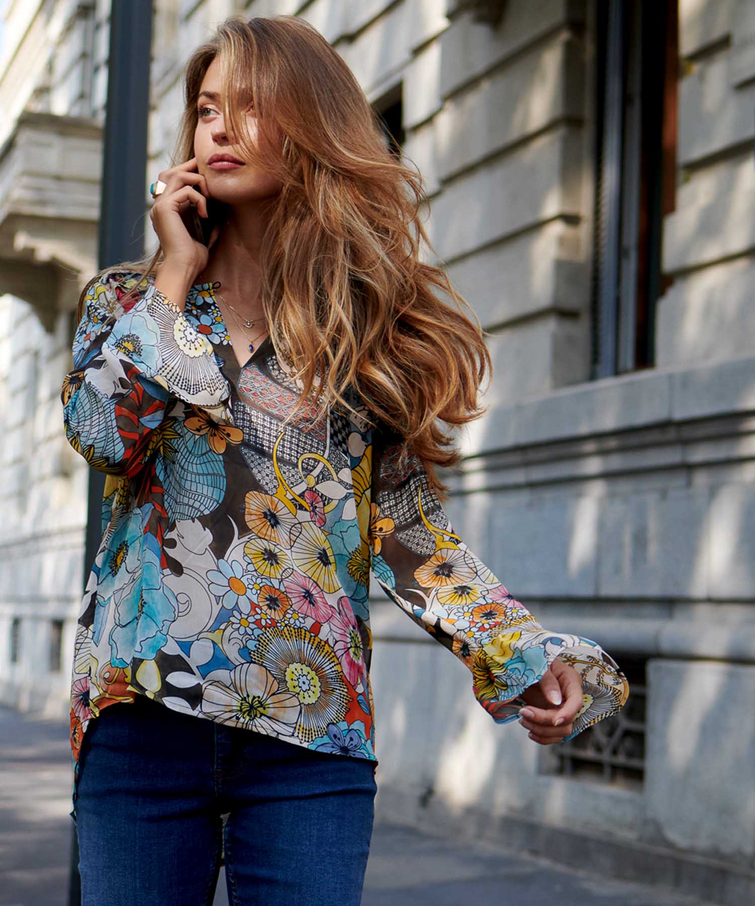 Princess goes Hollywood Bluse mit Blumendruck und Volantärmeln aus Viskose