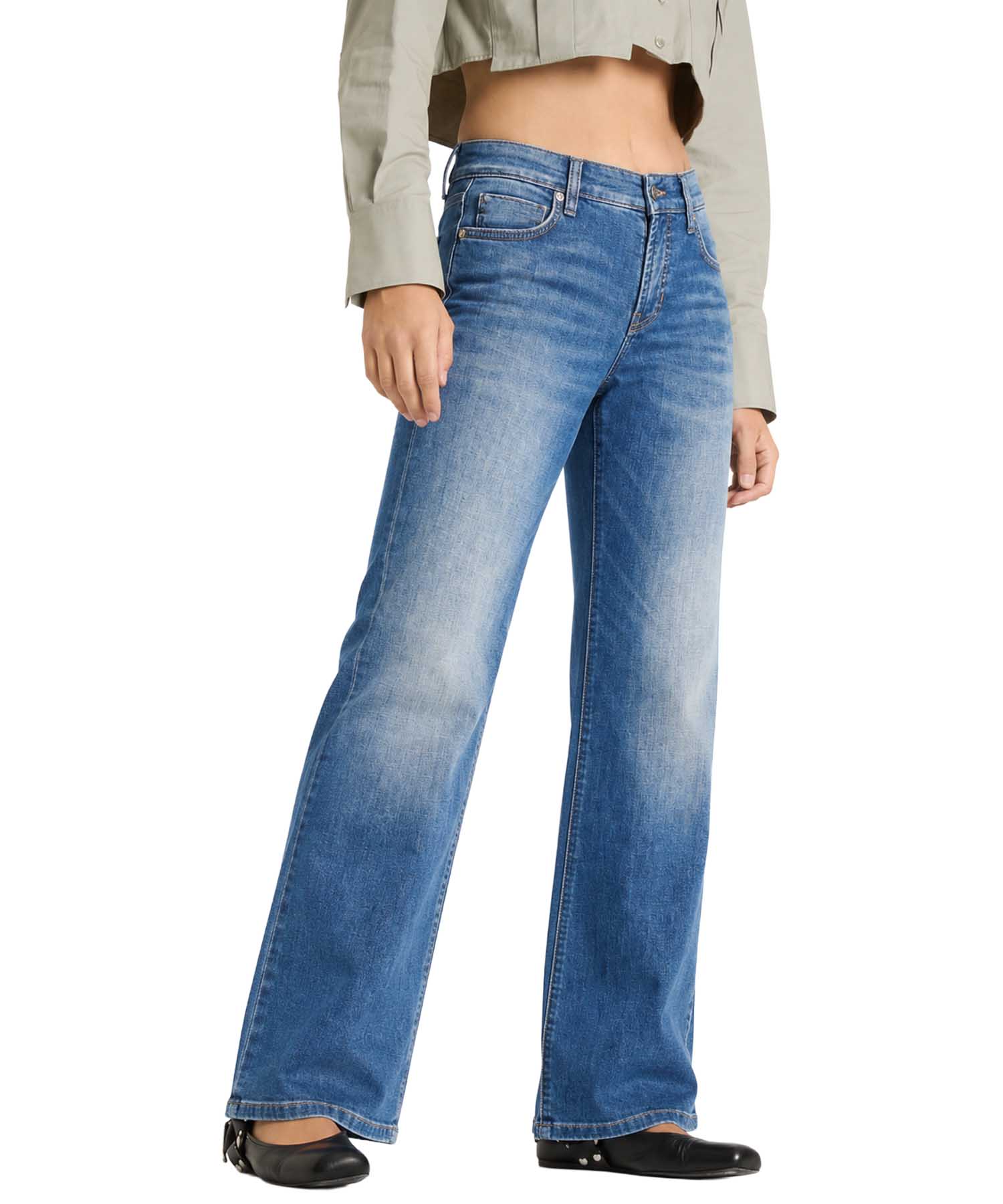 Cambio Jeans Tess | weite Jeans für stilvolle Looks in mittelblauer Waschung
