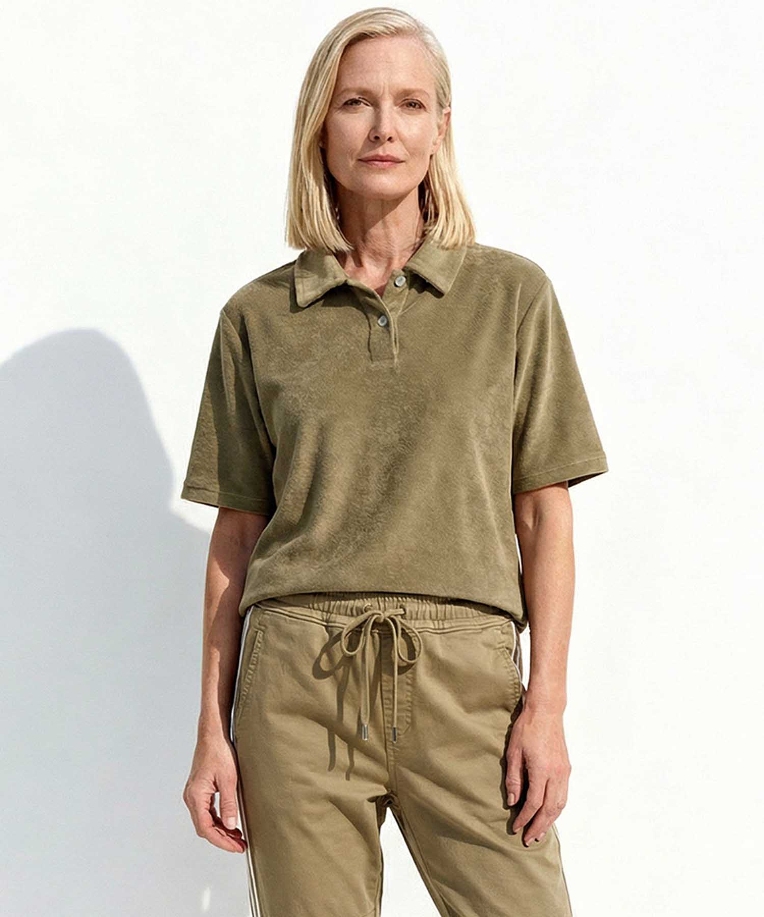 You Too Poloshirt Emma aus Frottier in Khaki | Modehaus Wörmann