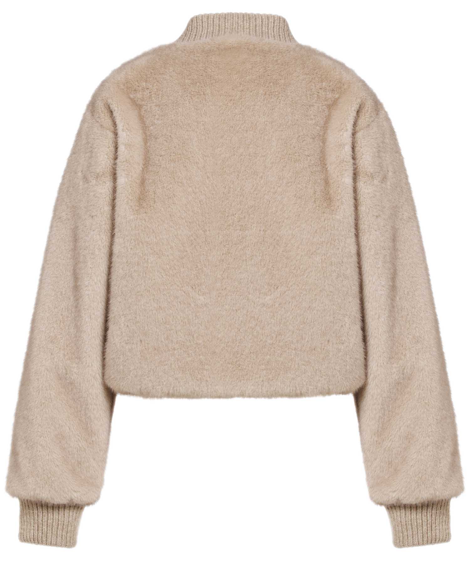 Beaumont kurze Jacke aus Webpelz in beige