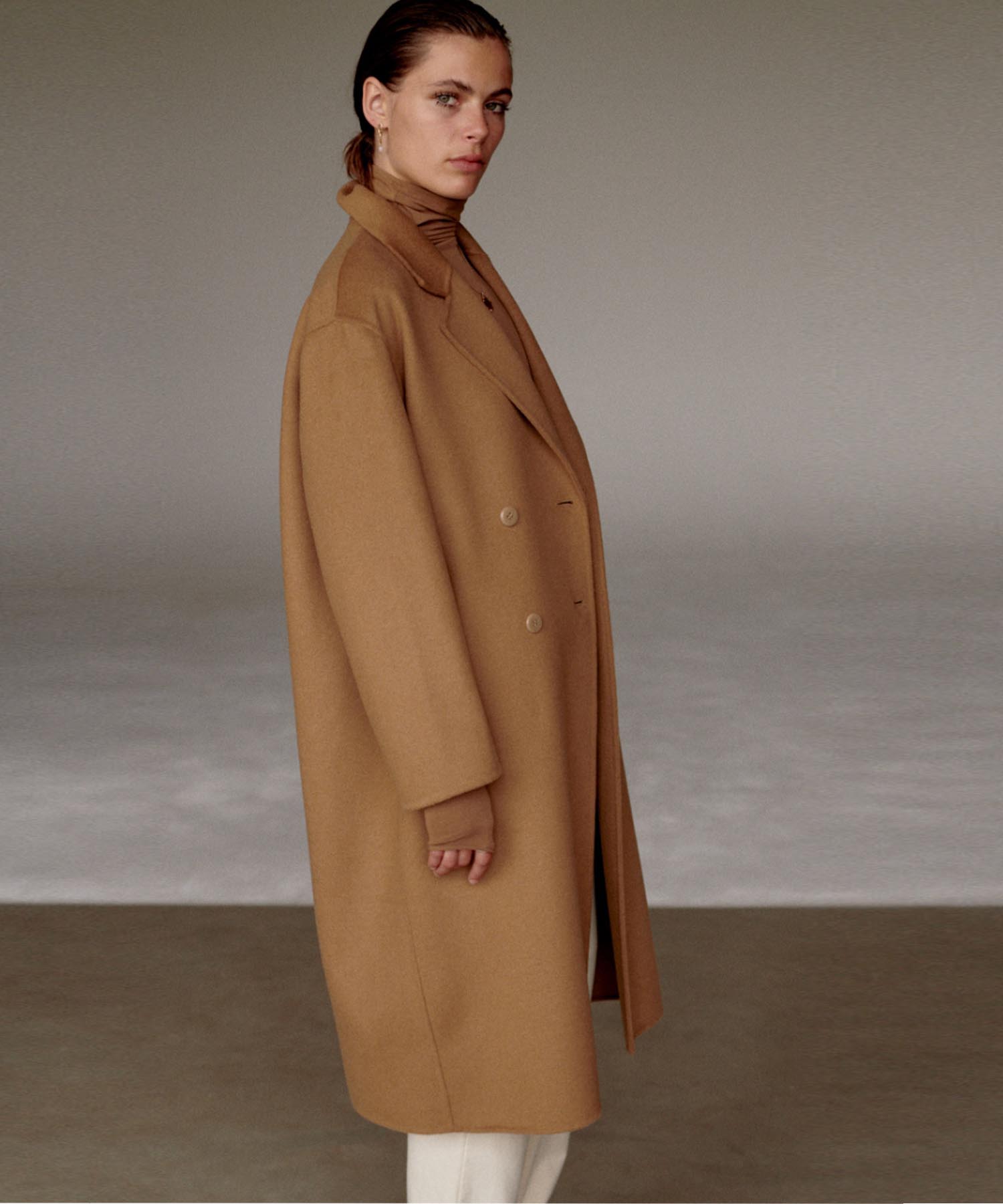 Penn and Ink Mantel aus Wolle in camel