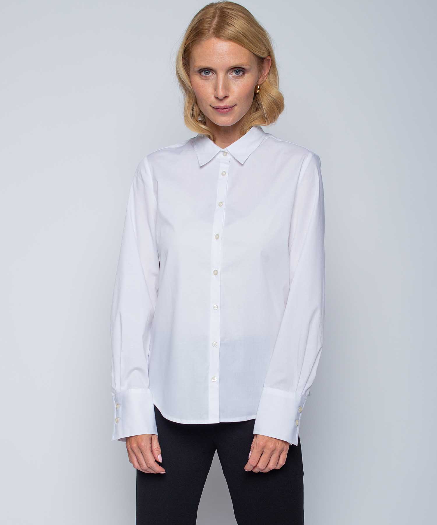 Emily van den Bergh Hemdbluse in weiss aus Baumwollstretch