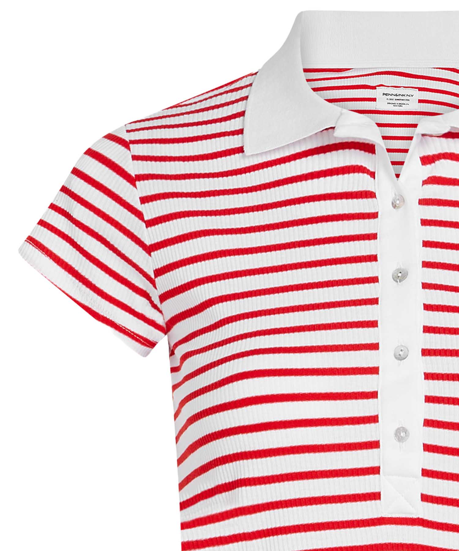 PENN&INK N.Y Polo S26F1820 White Tomato | Gestreiftes Damen Polo