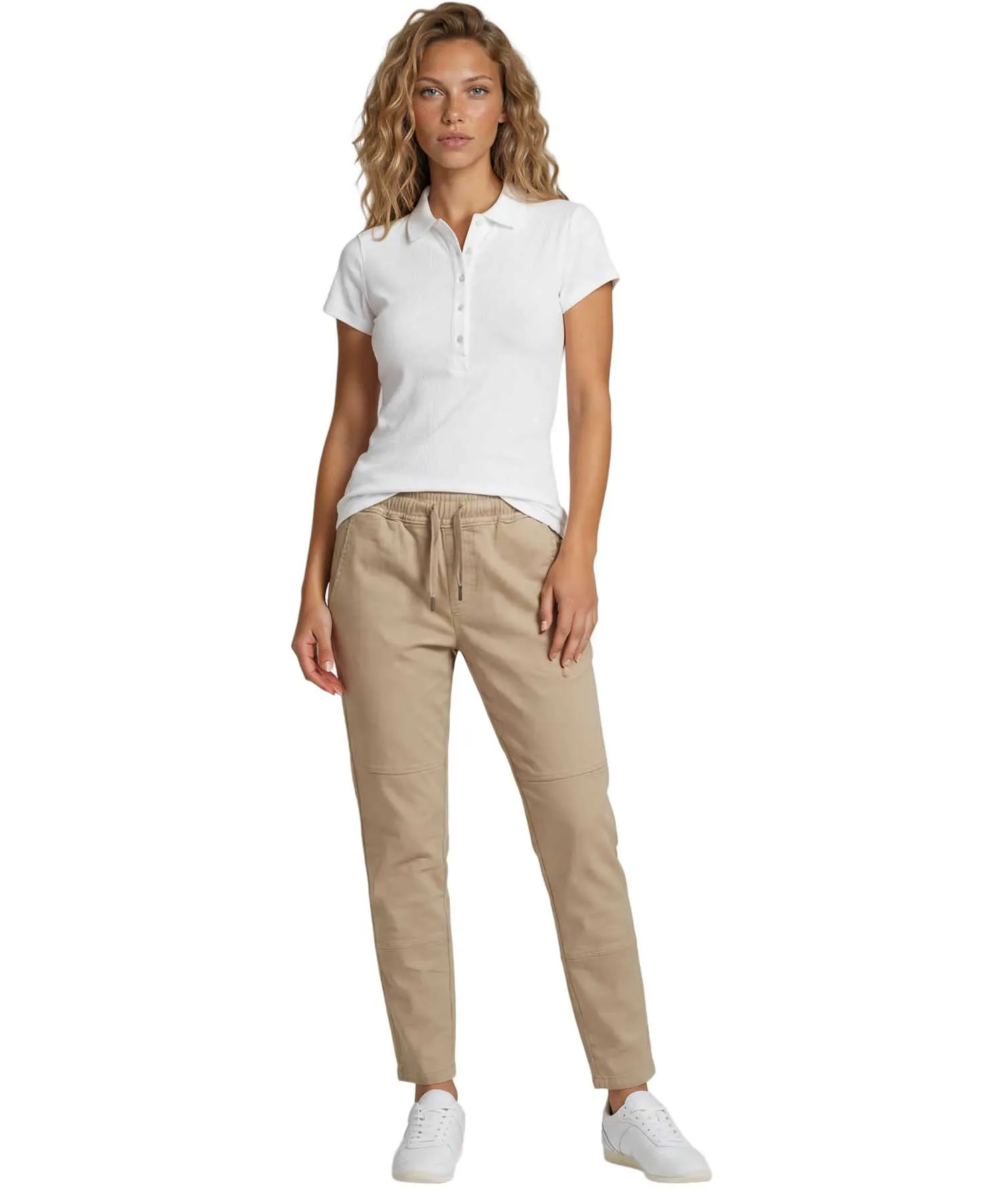 YOU TWO Hose im Materialmix in beige
