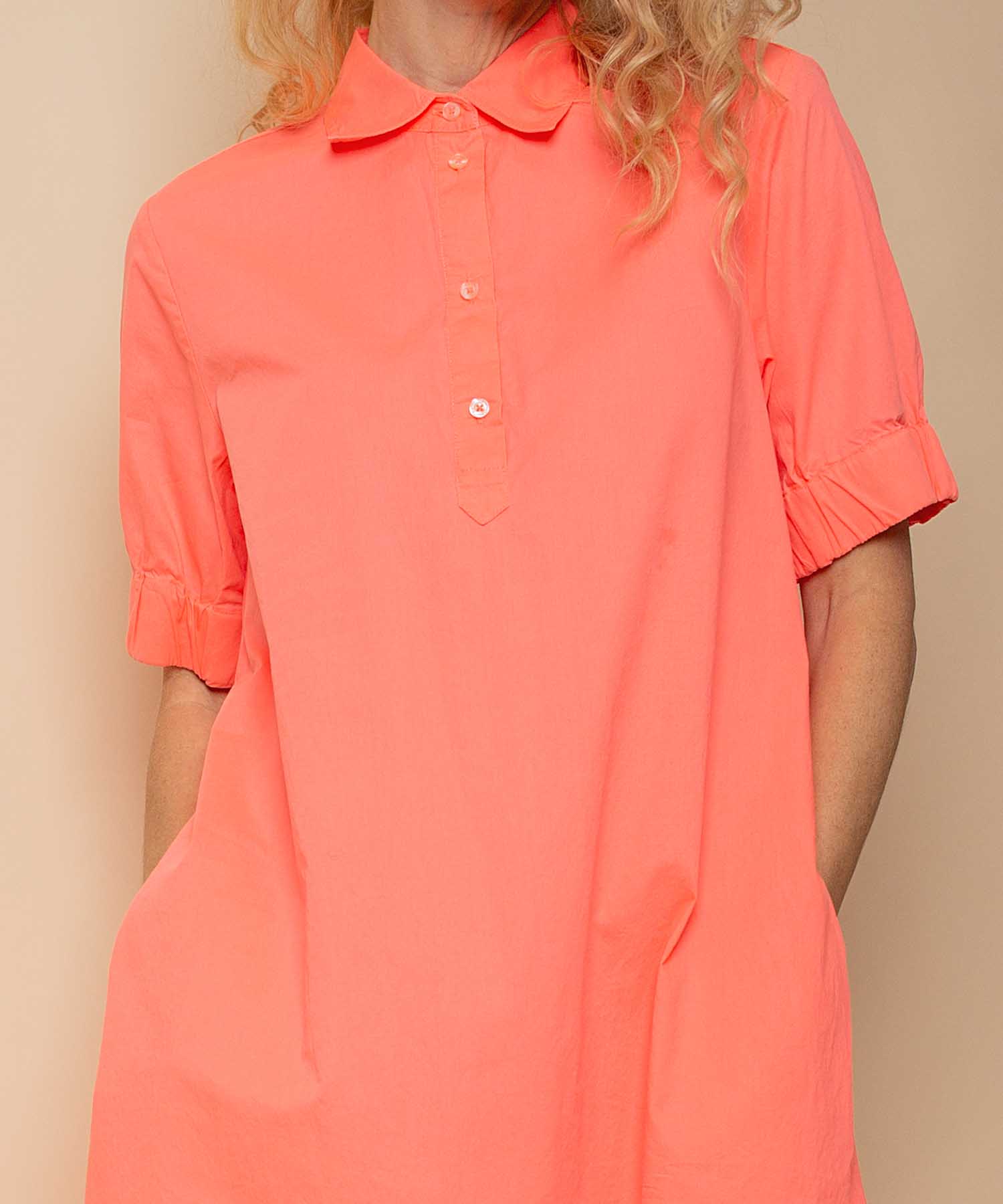 Emily van den Bergh Blusenkleid aus reiner Baumwolle in Neon Orange | Modehaus Wörmann