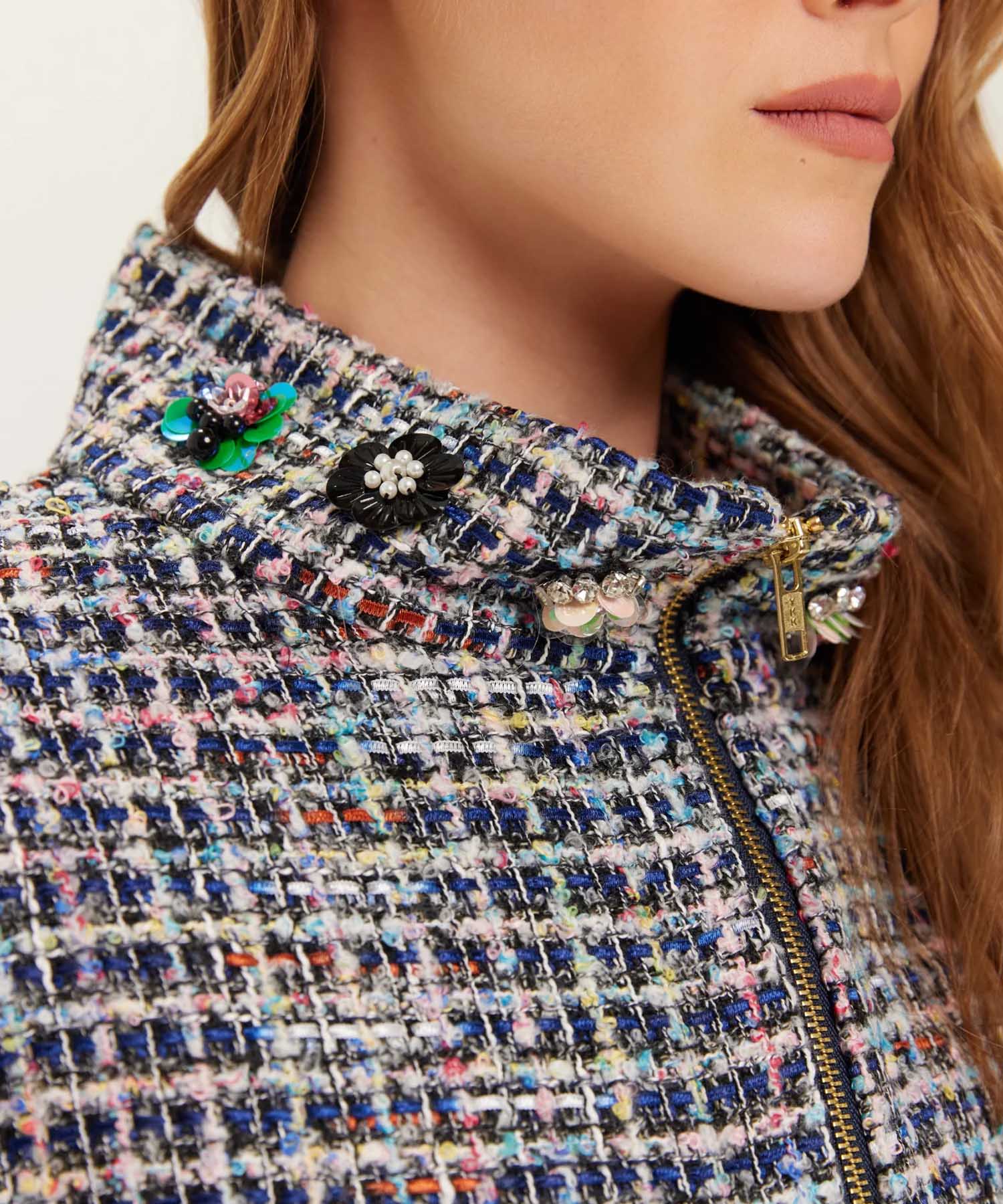 ME369 Ivy Jacke in Midnight Blue – sportiver Statement-Blouson im edlem Tweed-Look