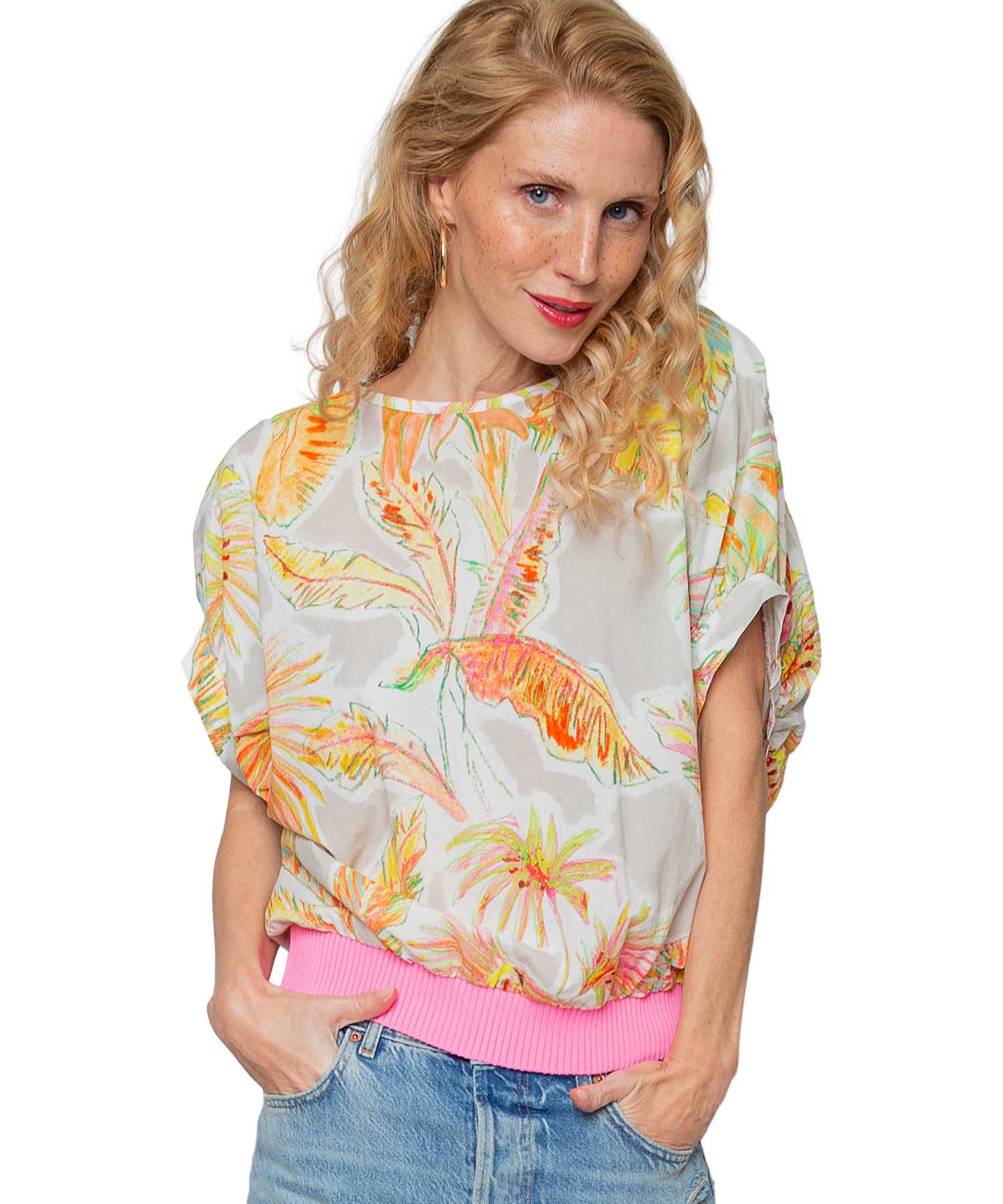 Emily van den Bergh Blusenshirt aus reiner Baumwolle mit Blätterprint | Modehaus Wörmann