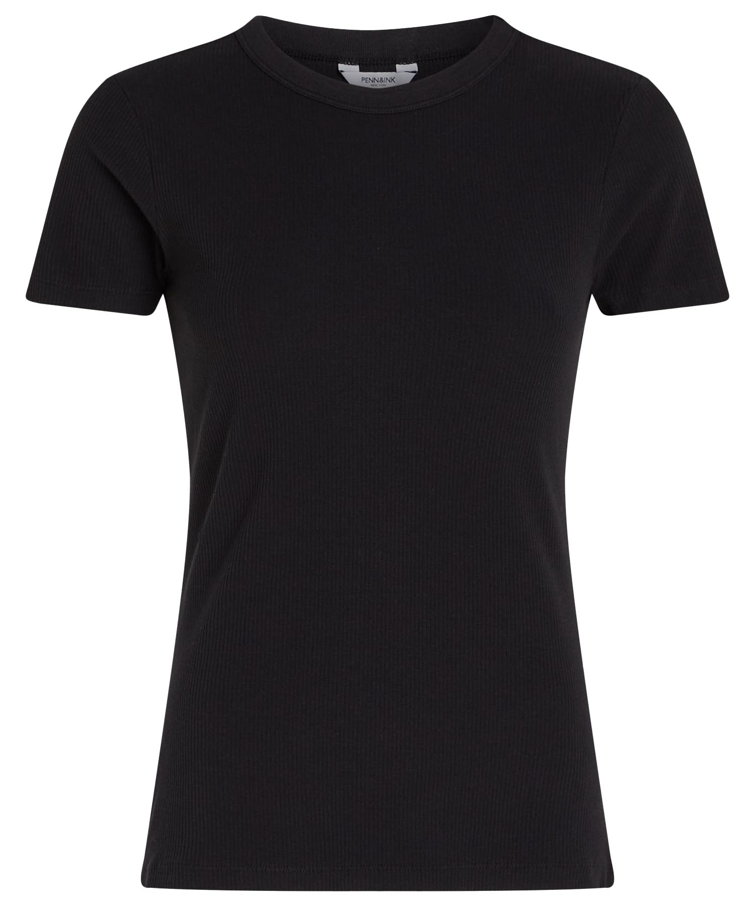 PENN&INK N.Y Shirt aus Baumwolle in Rippenstruktur in schwarz