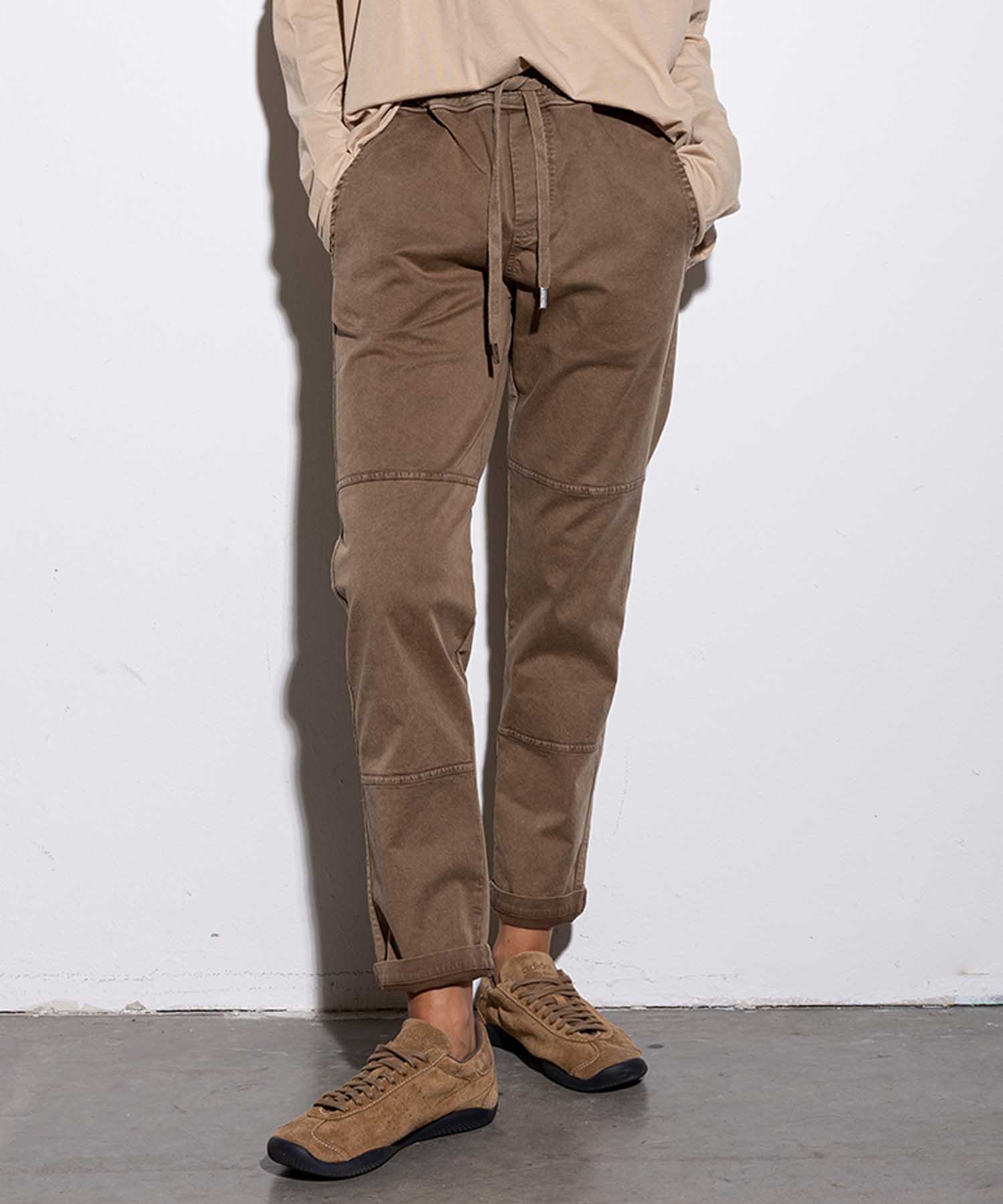 YOU TWO coole Hose im Materialmix in vintage toffee