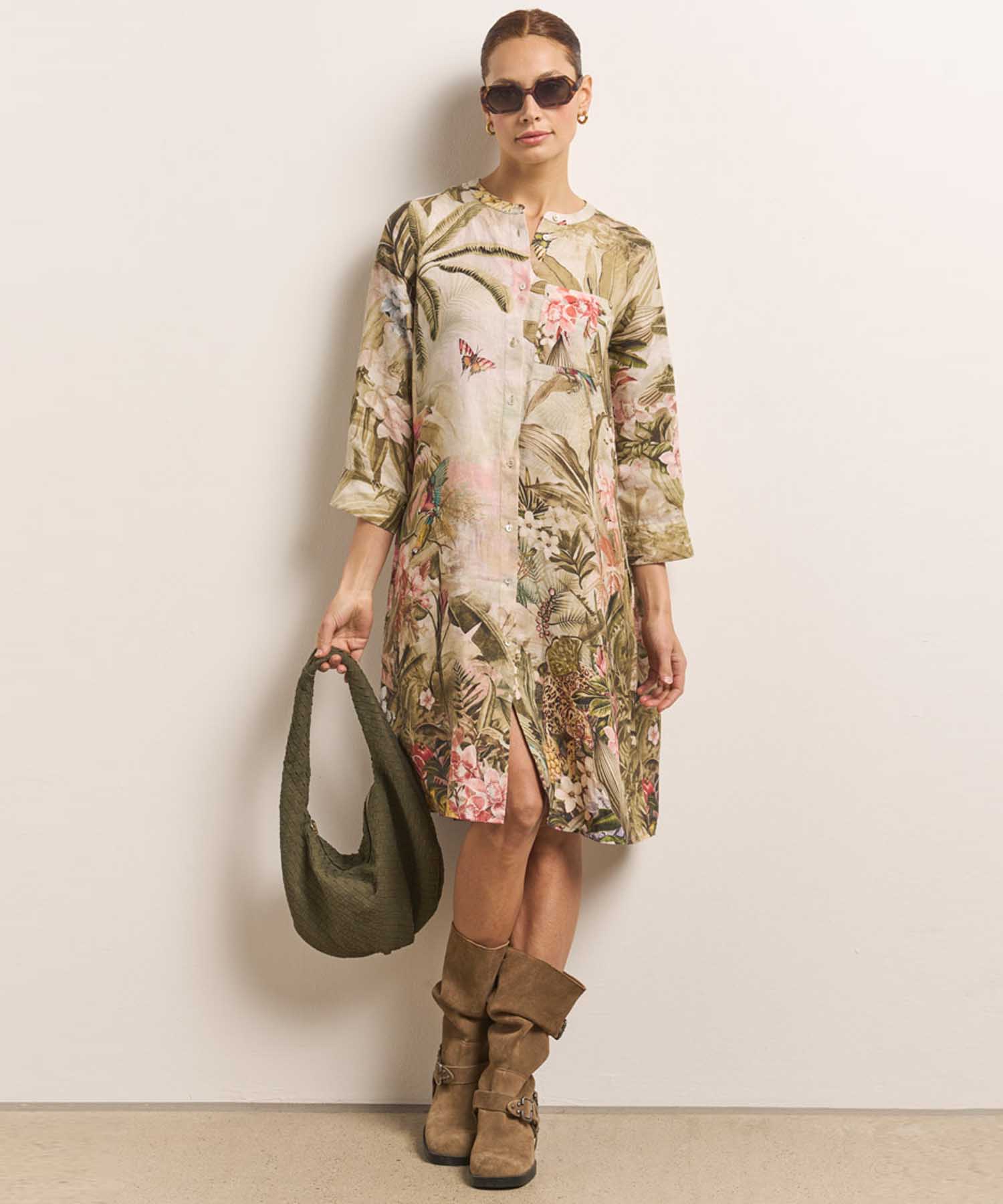 Princess goes Hollywood Leinenkleid | Jungle-Leo-Print Damenkleid