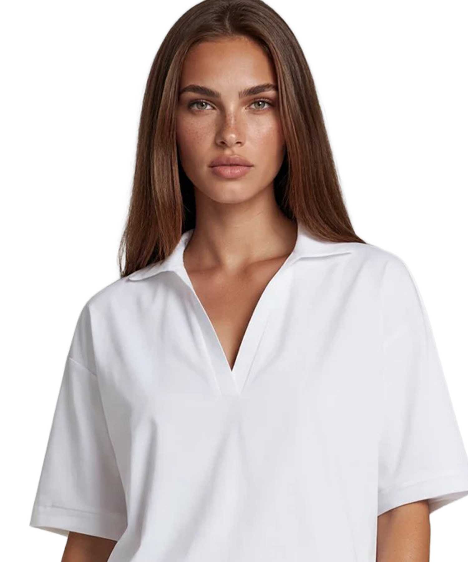 PENN&INK N.Y Shirtbluse Weiß | Polo-Top S26N1717 in Travel Quality