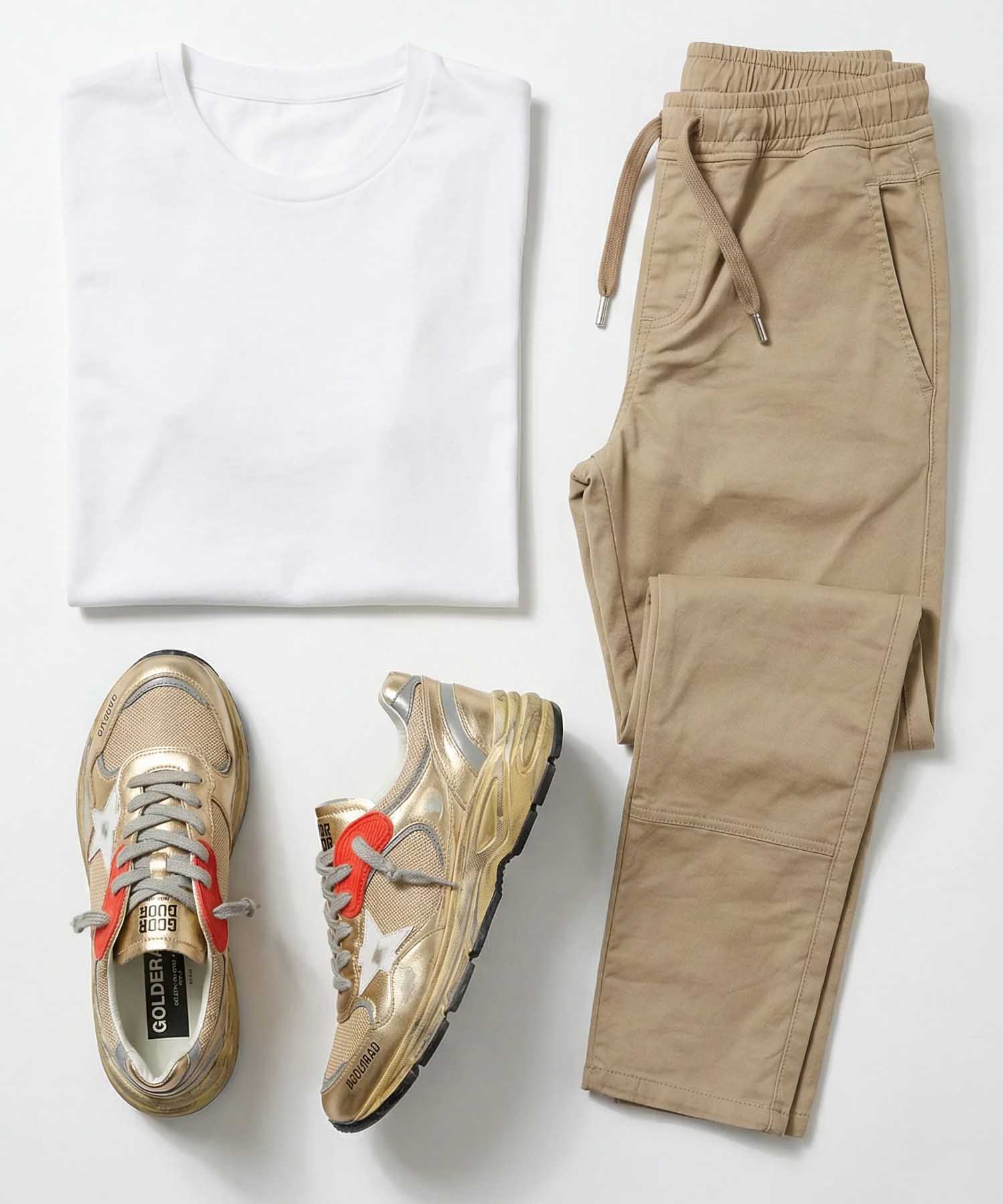 YOU TWO Hose im Materialmix in beige