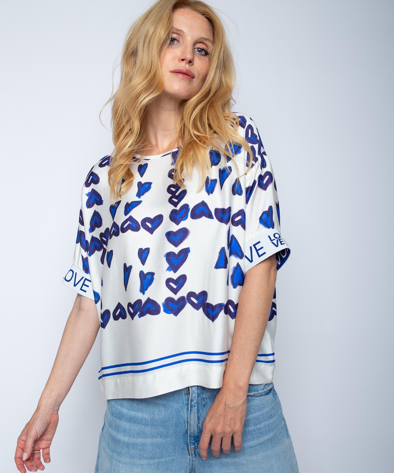 Emily van den Bergh Shirtbluse  navy hearts