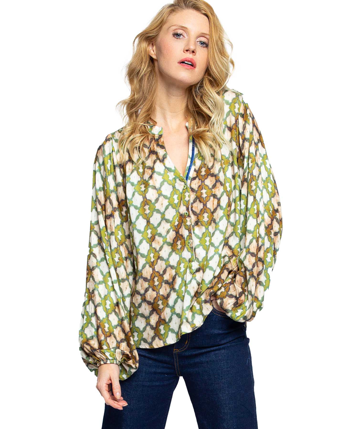 Lässige Shirtbluse von Emily van den Bergh im grafischen Fade-Out-Druck