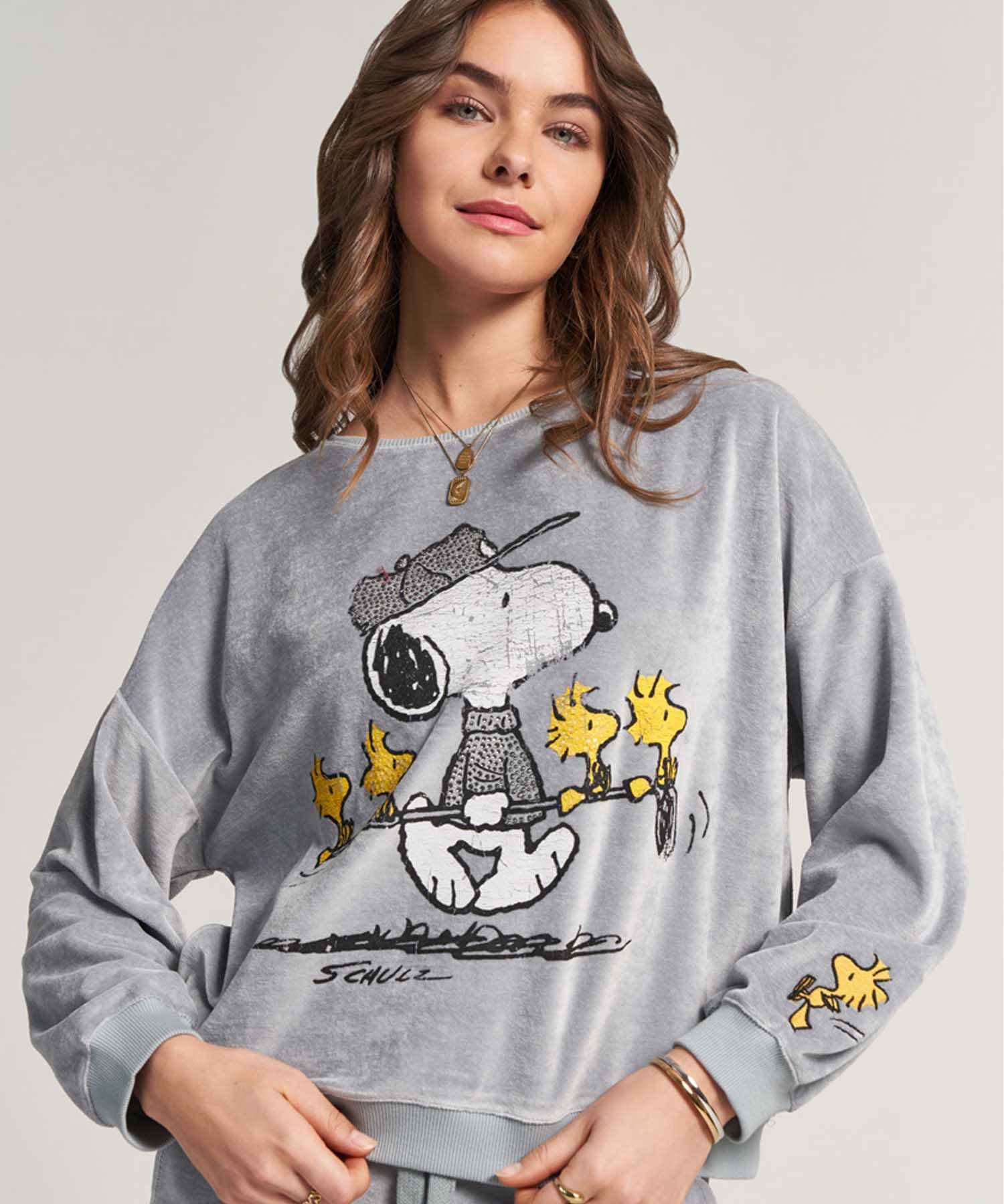 Princess goes Hollywood Sweatshirt Snoopy Golf aus Nicki-Stoff in grau
