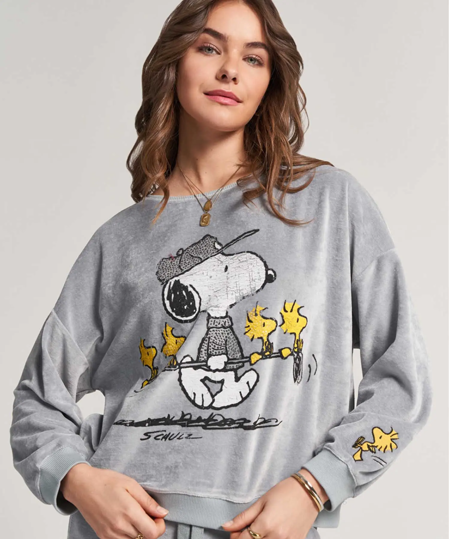 Princess goes Hollywood Sweatshirt Snoopy Golf aus Nicki-Stoff in grau
