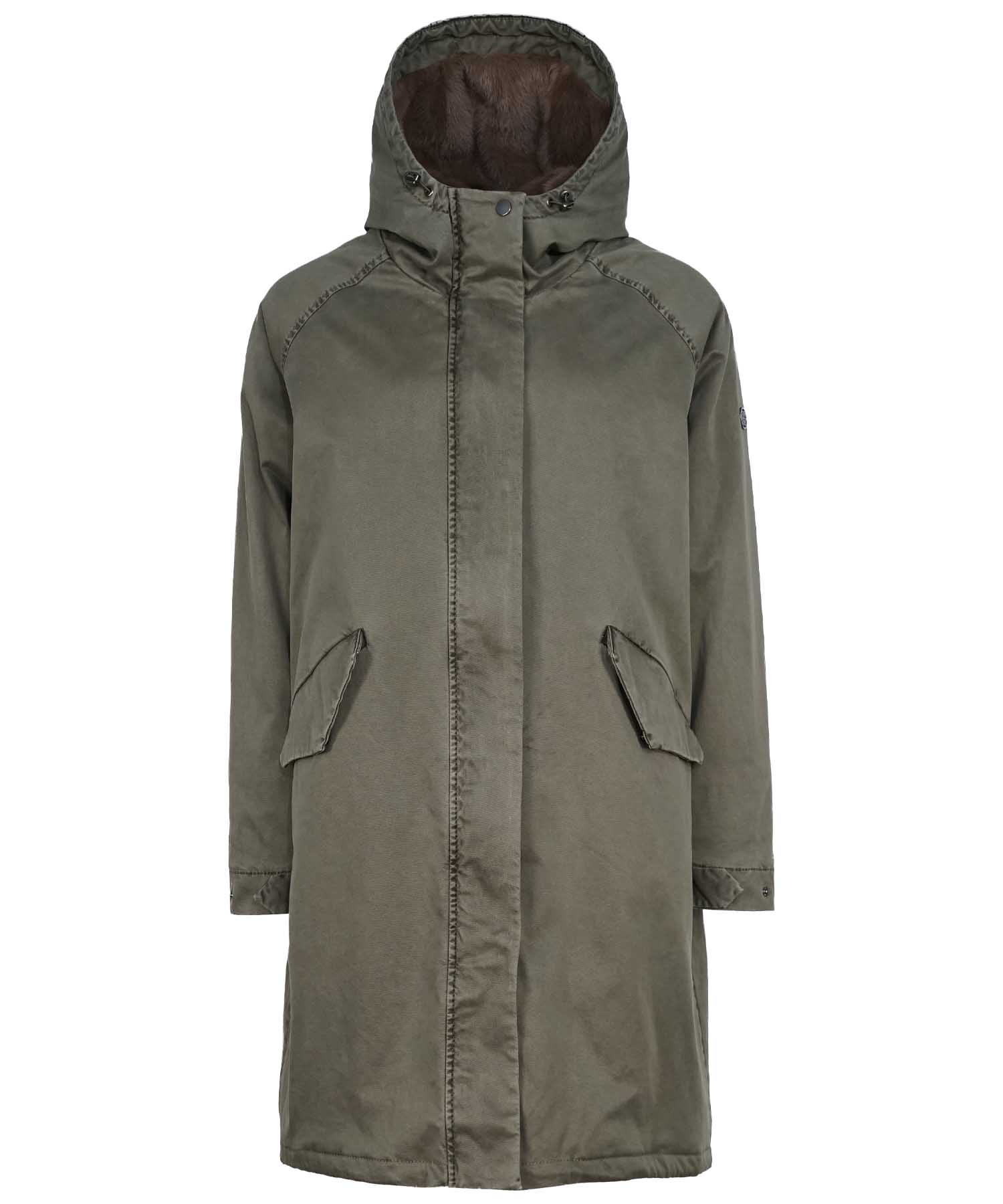 Blonde No. 8 Parka Emma in khaki mit Webpelzbesatz