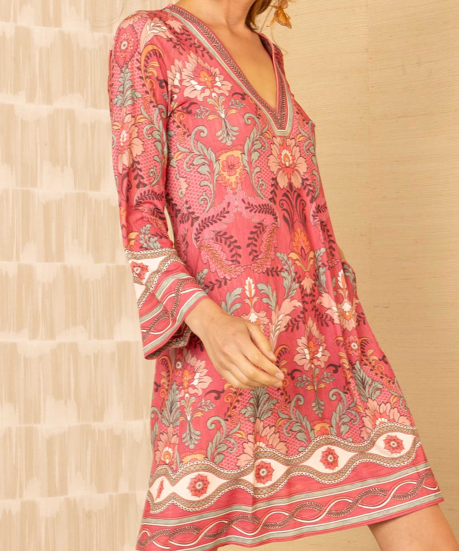 Hale Bob - Kleid  | Blumen-Druck in Rot-Tönen | 3/4-Arm