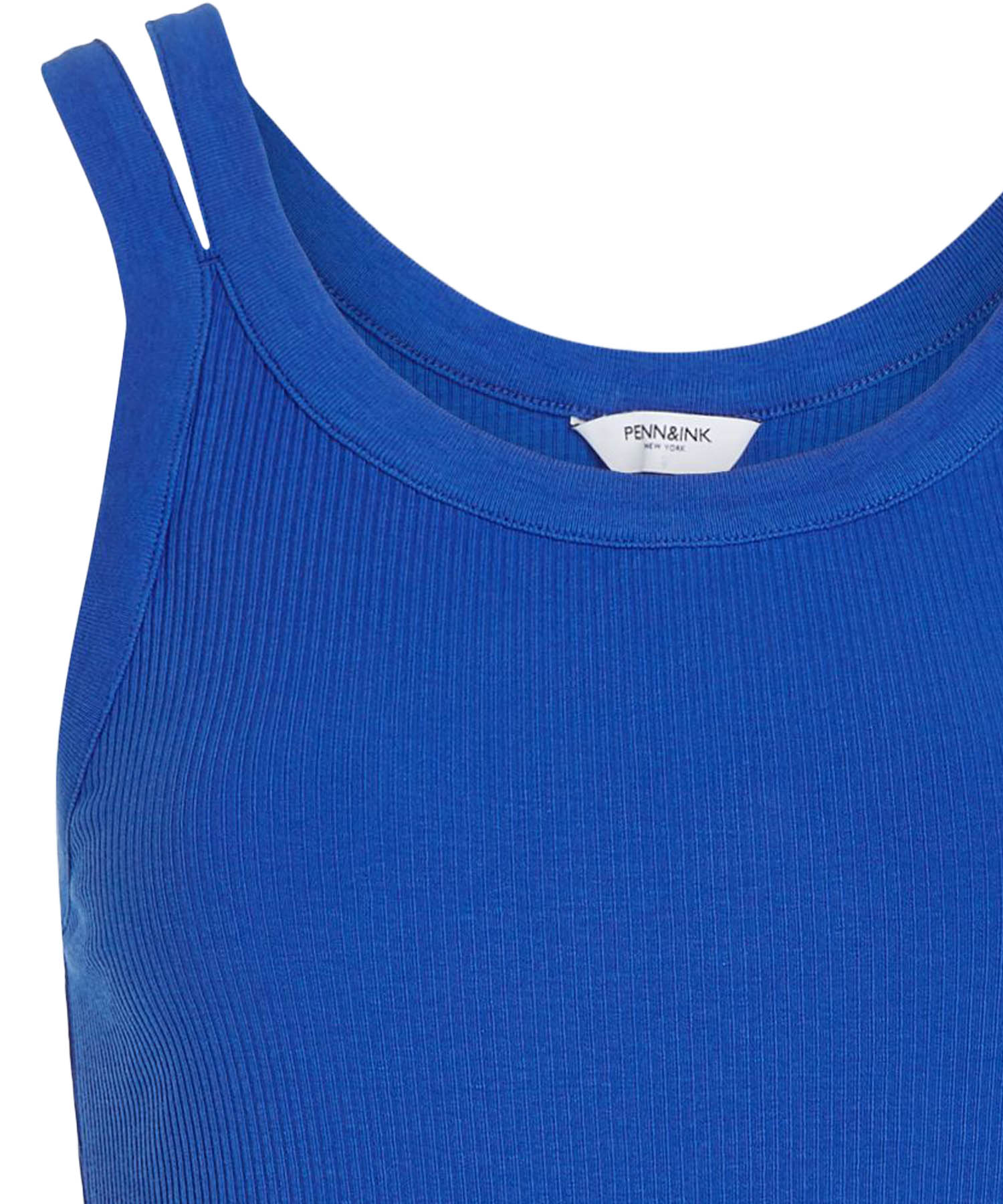 Penn and Ink Top mit Doppelträger in Rippenstruktur in royalblau