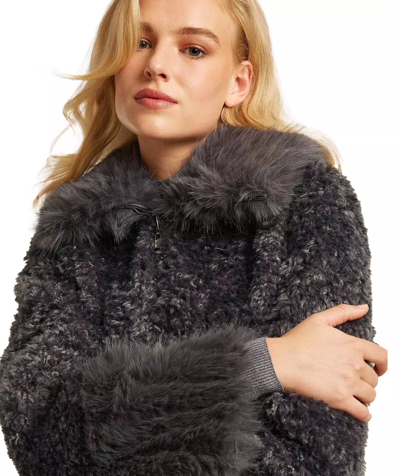 Beaumont Jacke aus Webpelz zum Wenden in dunkelgrau