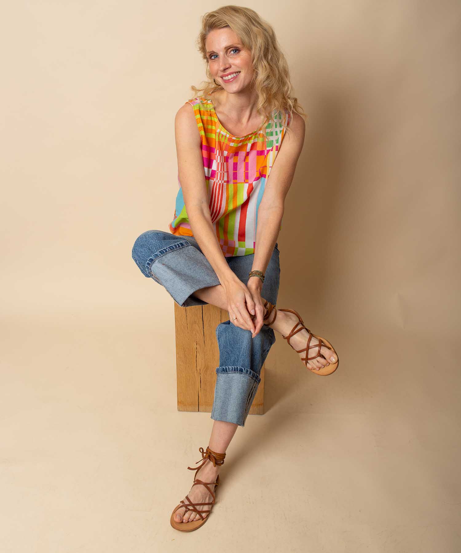 Emily van den Bergh Blusentop aus reiner Baumwolle im Multicolor Karo | Modehaus Wörmann
