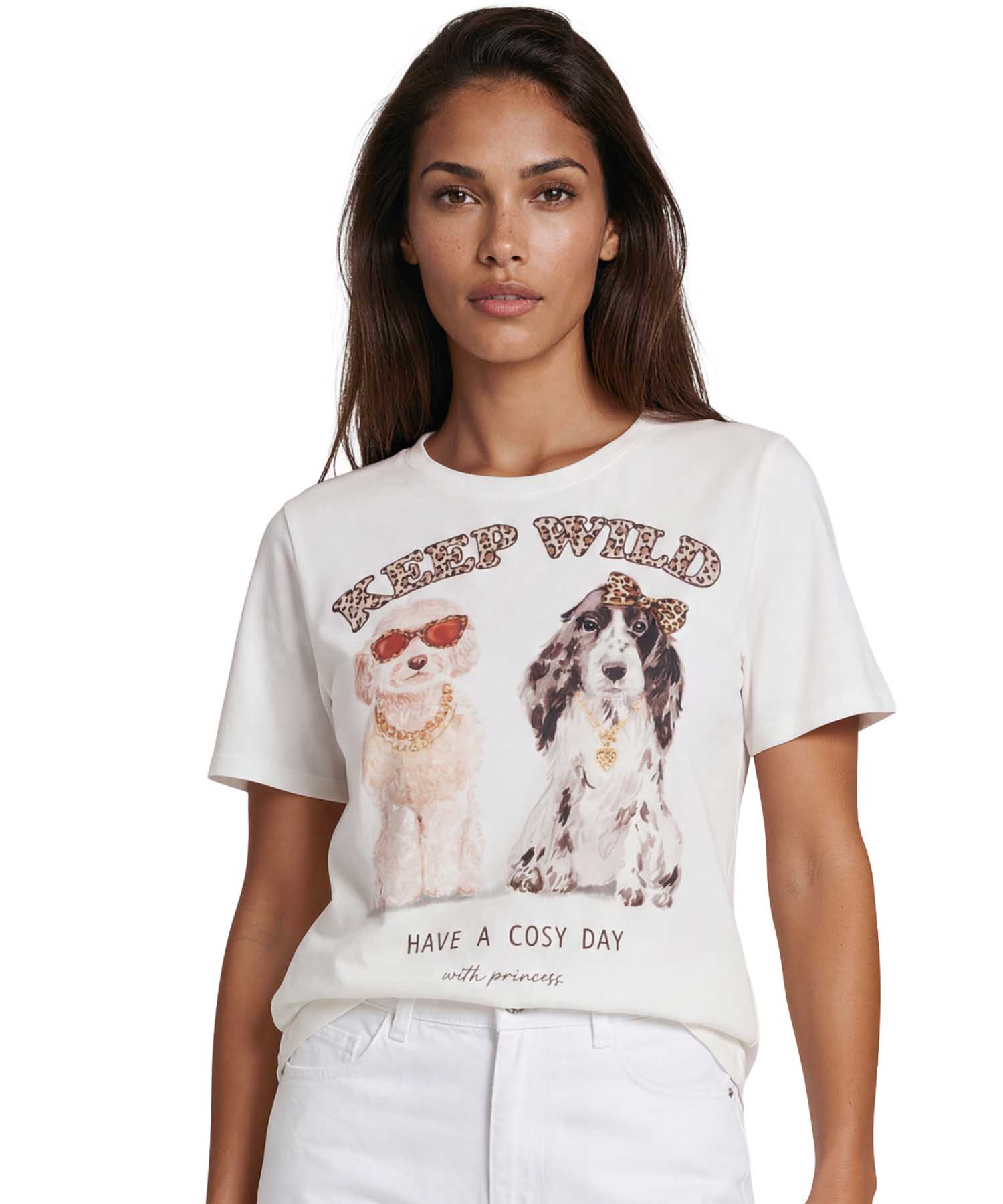 Princess goes Hollywood T-Shirt Keep Wild mit Schmucksteinen in Weiß | Modehaus Wörmann